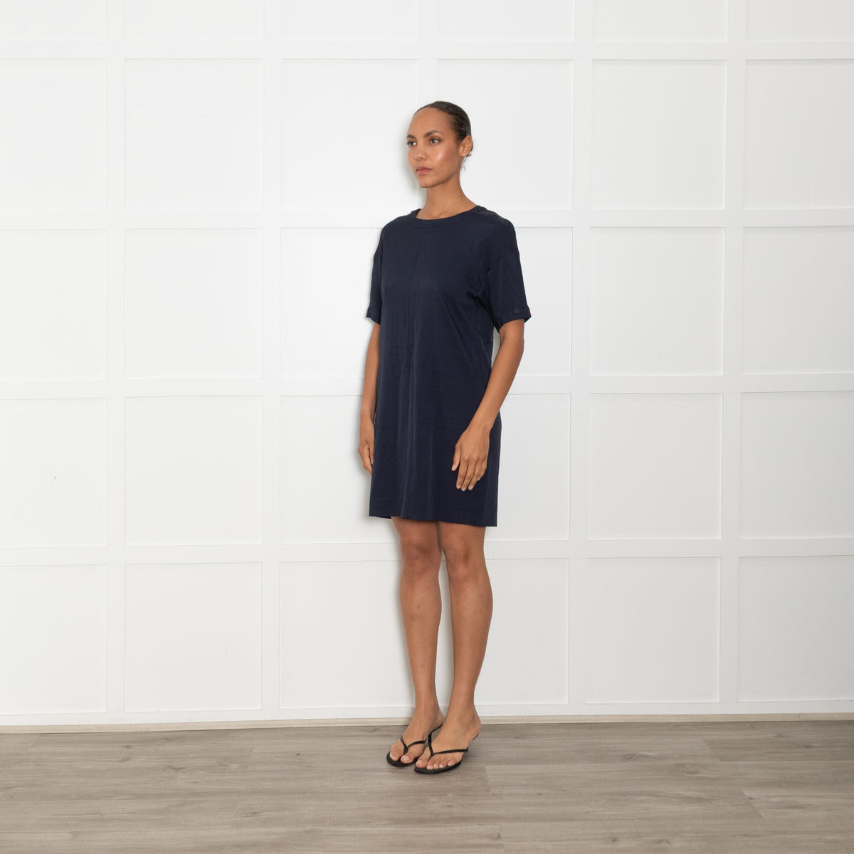 S Max Mara Navy Short Sleeve Tunic Dress