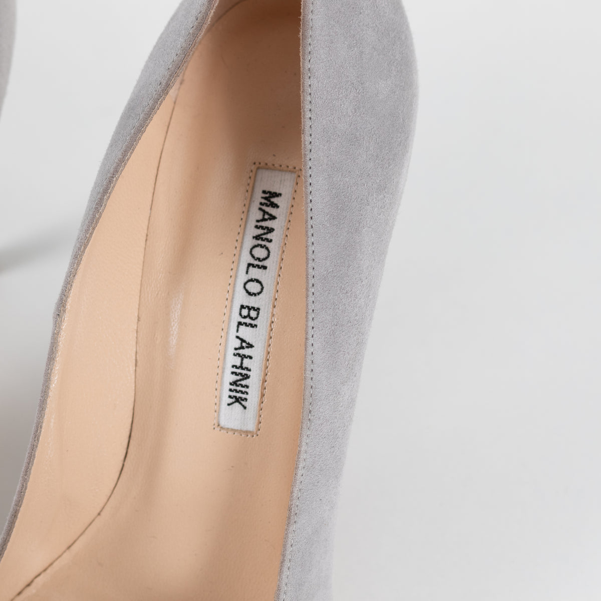 Manolo Blahnik Grey Court Shoe With Flourescent Toe