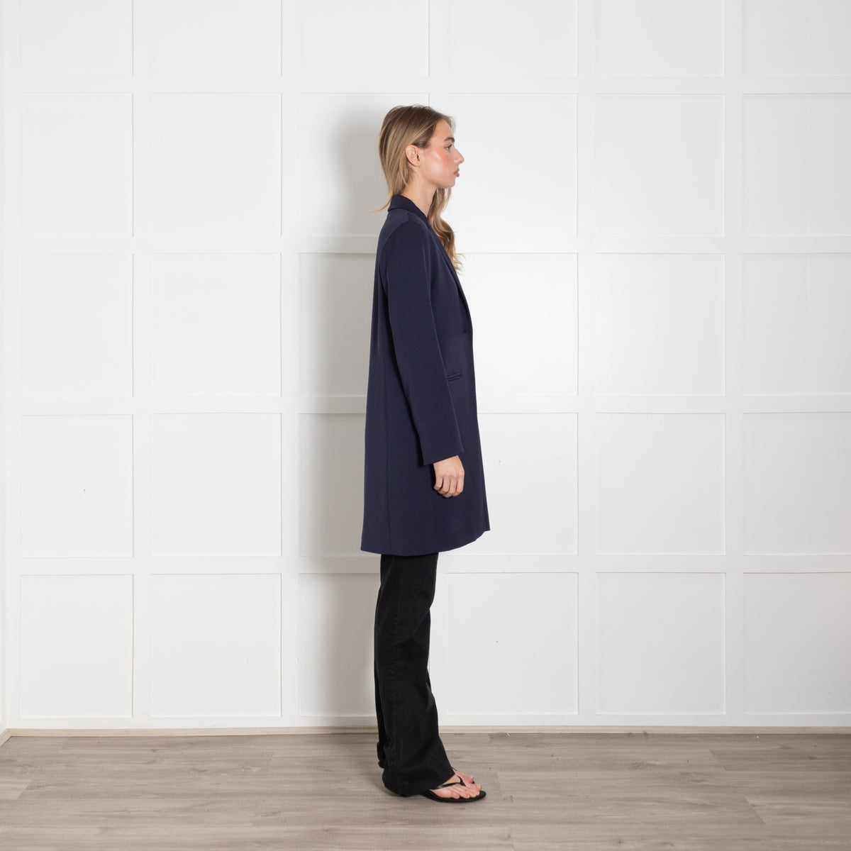 Cinzia Rocca Navy Light Wool Overcoat