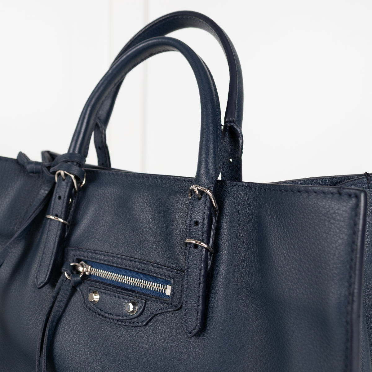 Balenciaga Navy Blue A6 Papier Moto Tote