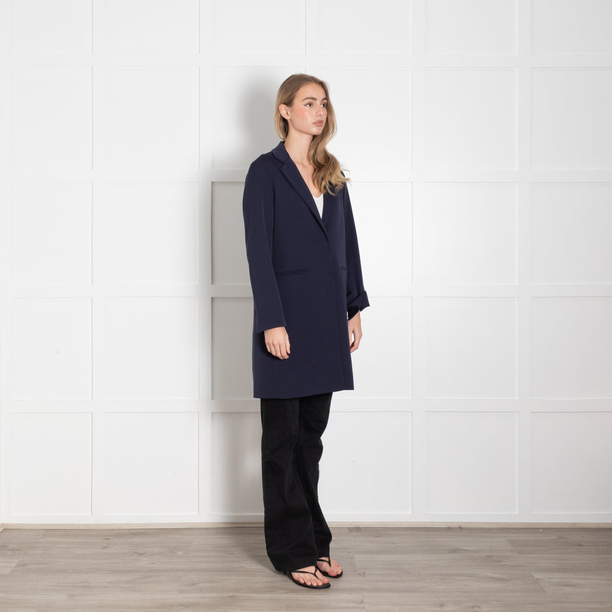 Cinzia Rocca Navy Light Wool Overcoat