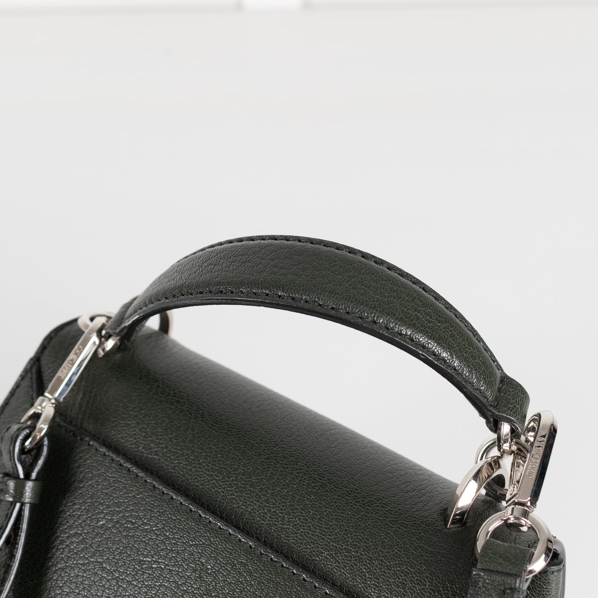 Jimmy Choo Green Leather Madeline Bag with Jewelled Clasp