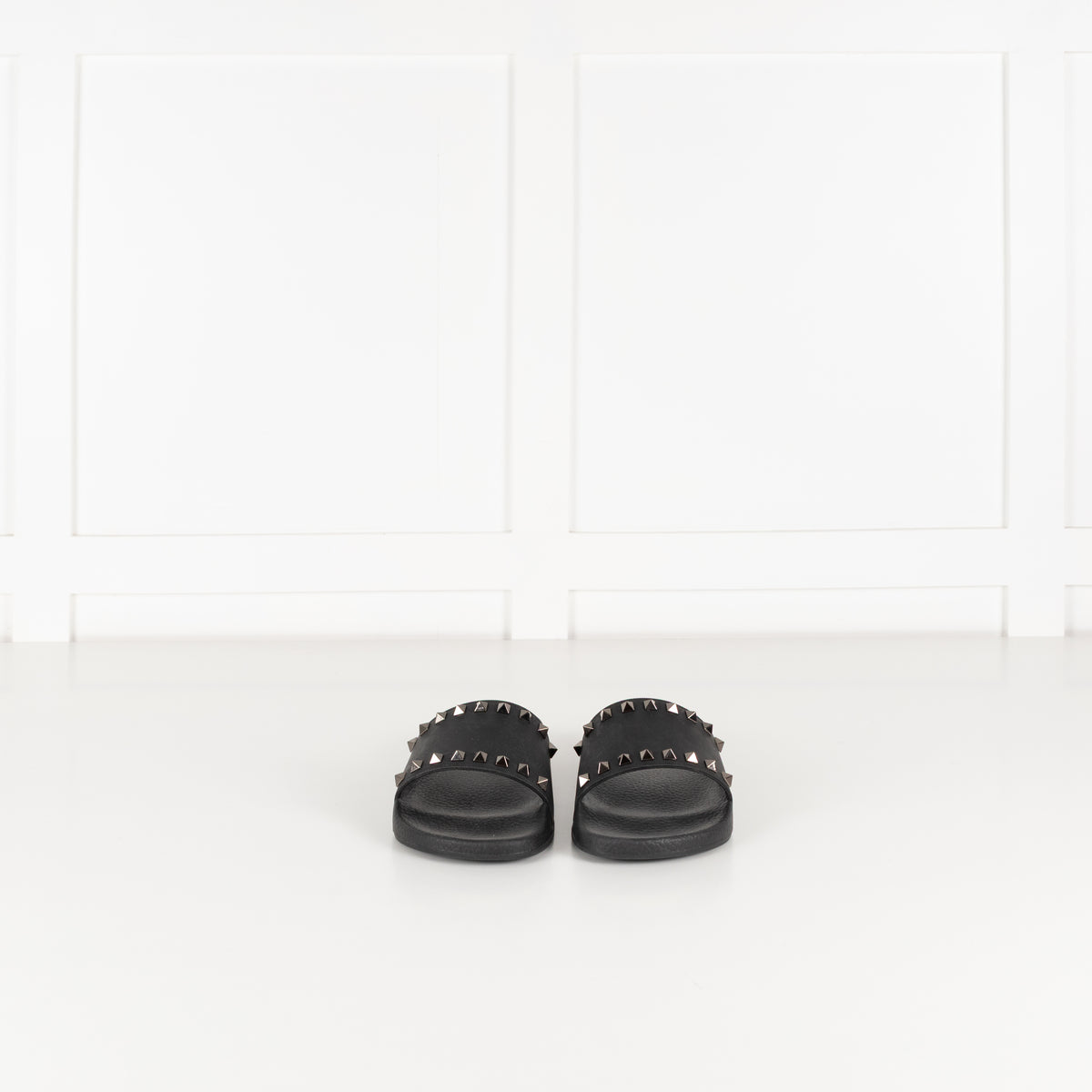 Valentino Black Rockstud Rubber Slides