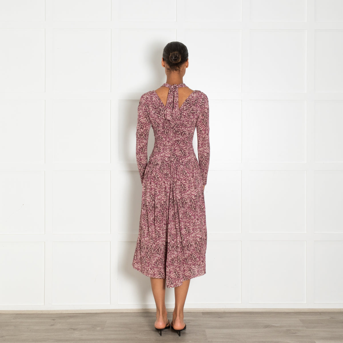Isabel Marant Cream Burgundy Ruched Front Off The Shoulder Dress