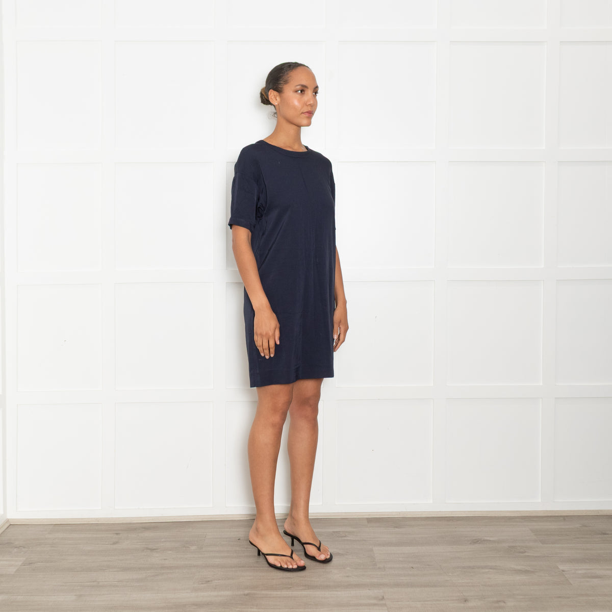 S Max Mara Navy Short Sleeve Tunic Dress