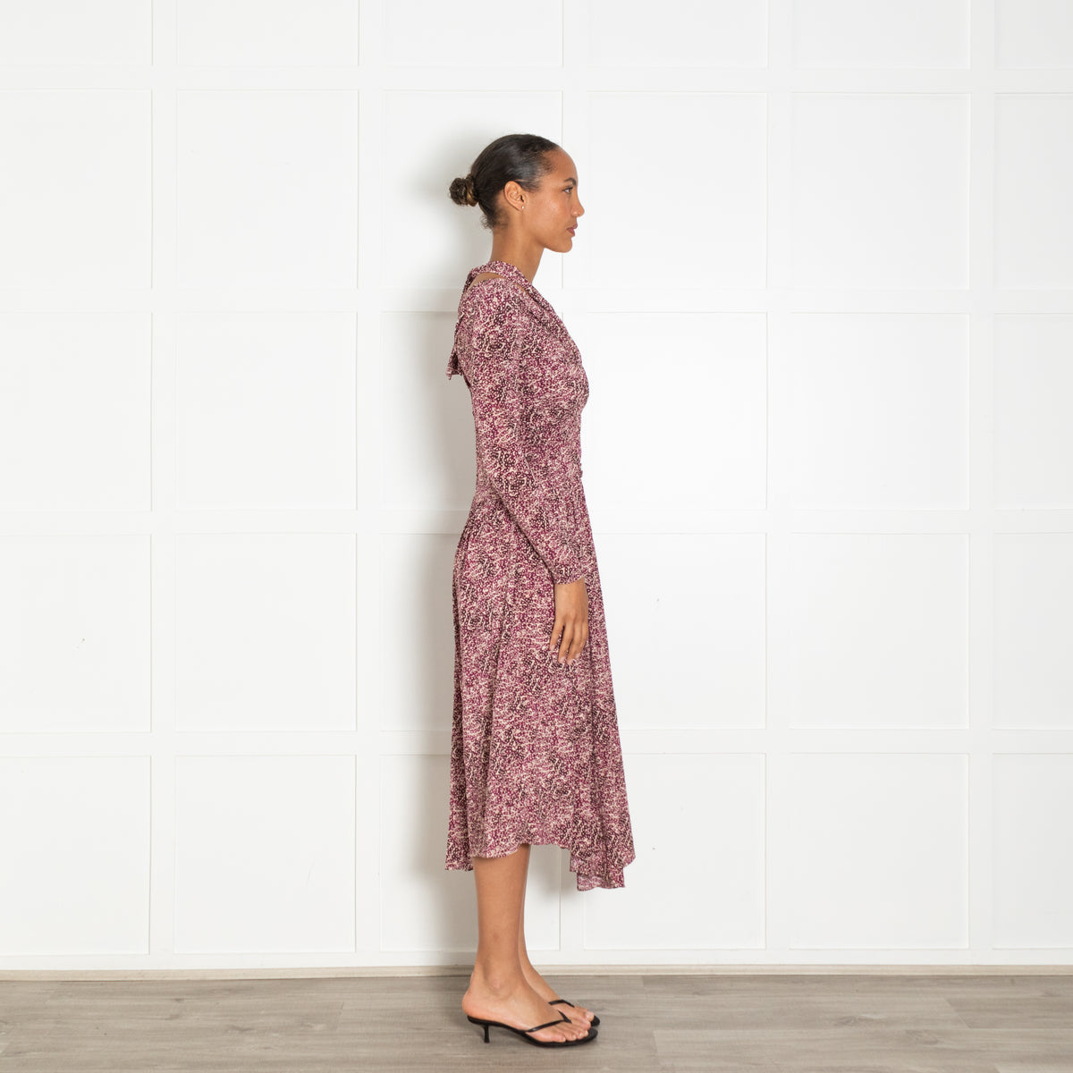 Isabel Marant Cream Burgundy Ruched Front Off The Shoulder Dress