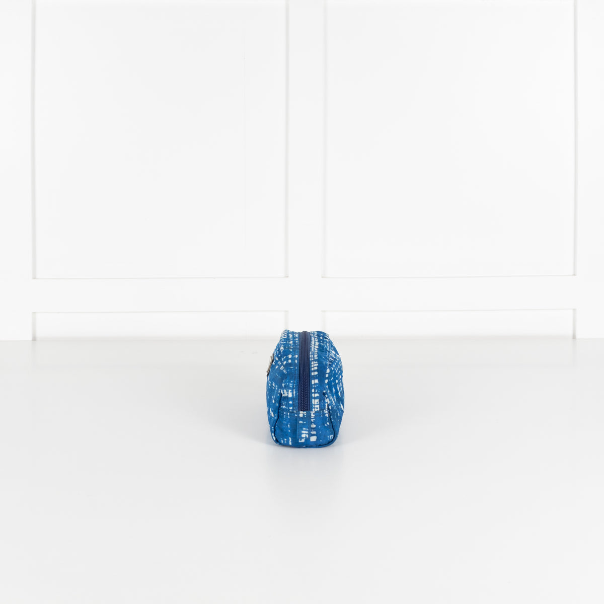 Prada Blue and White Nylon Zip Around Cosmetic Pouch