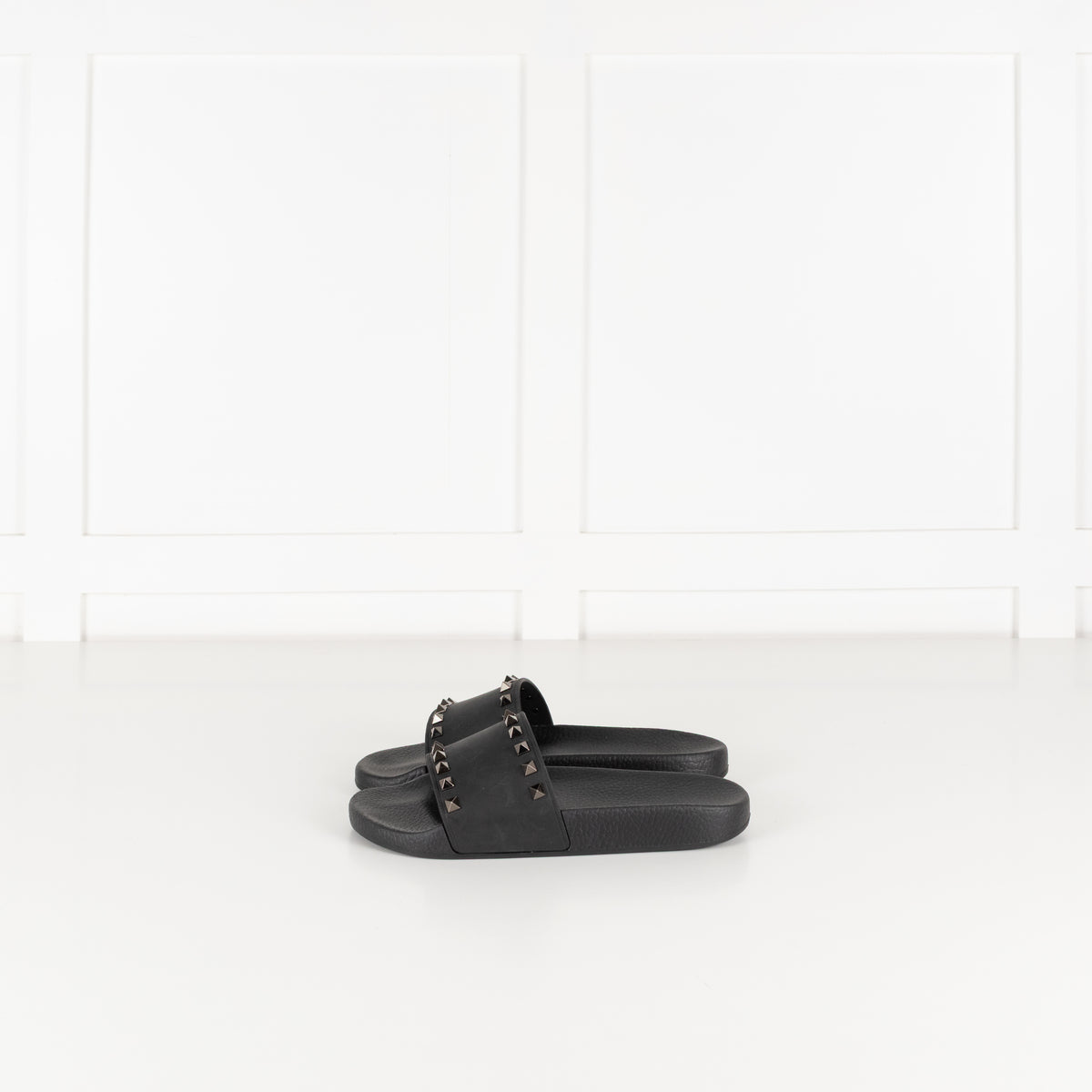 Valentino Black Rockstud Rubber Slides