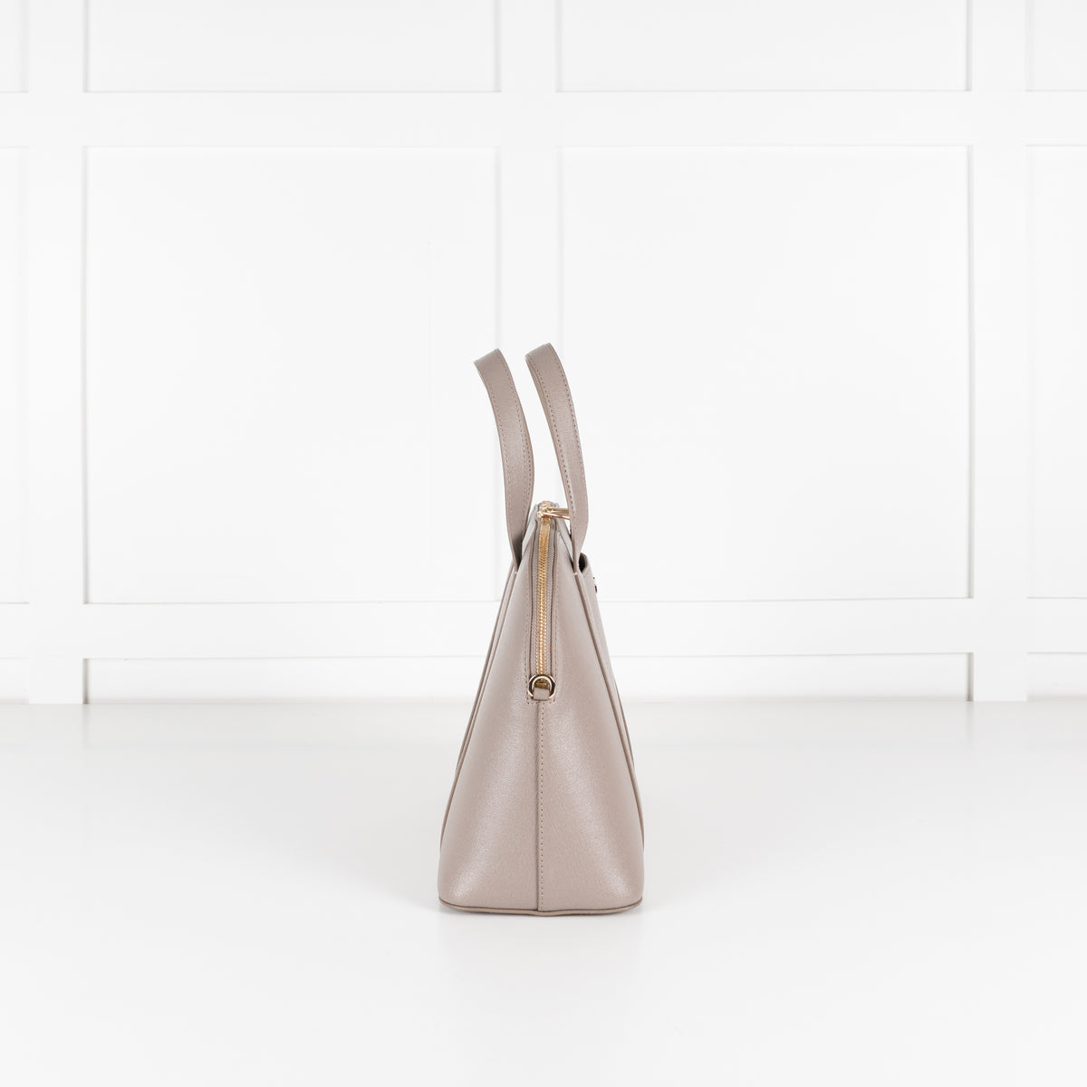 Furla Taupe Top Handle Bag With Detachable Strap
