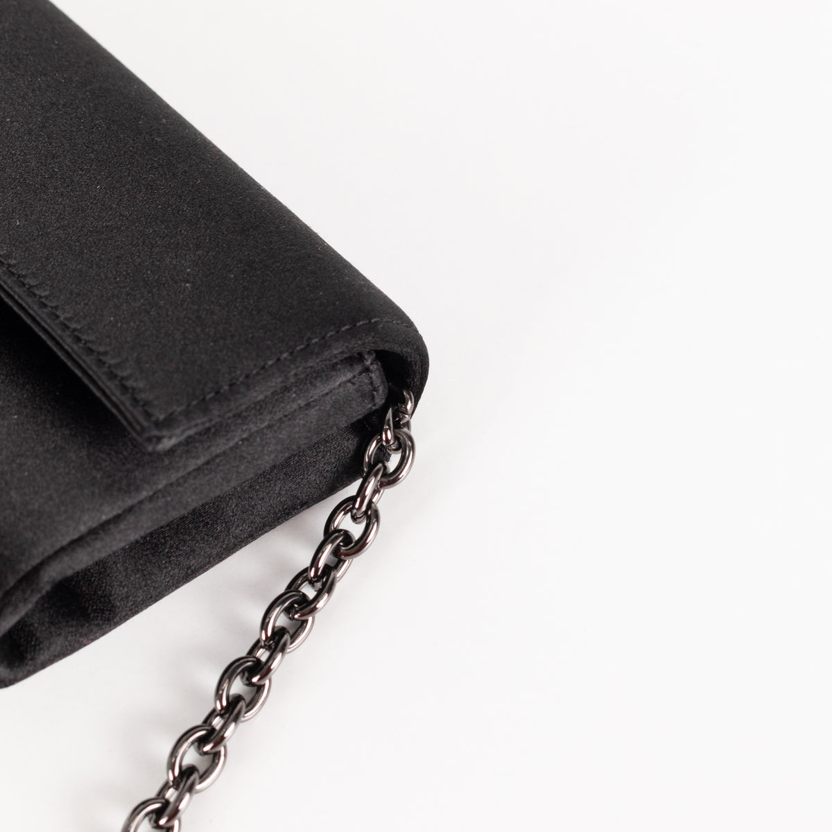 Talbot Runhof x Rodo Black Satin Flap Narrow Evening Bag