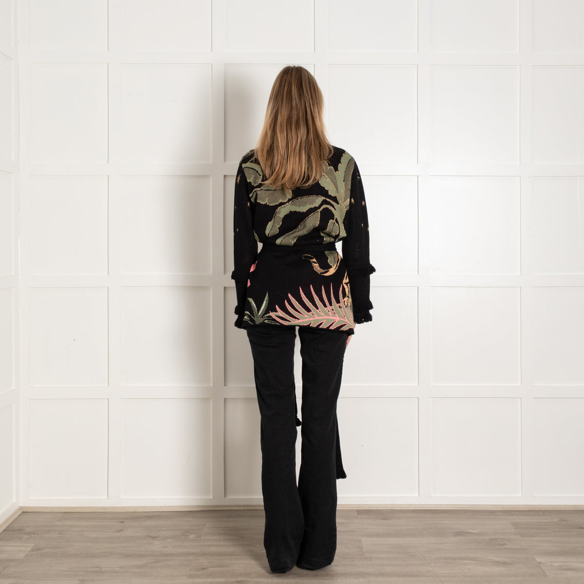 Hayley Menzies Black Tiger Print Wrap Cardigan