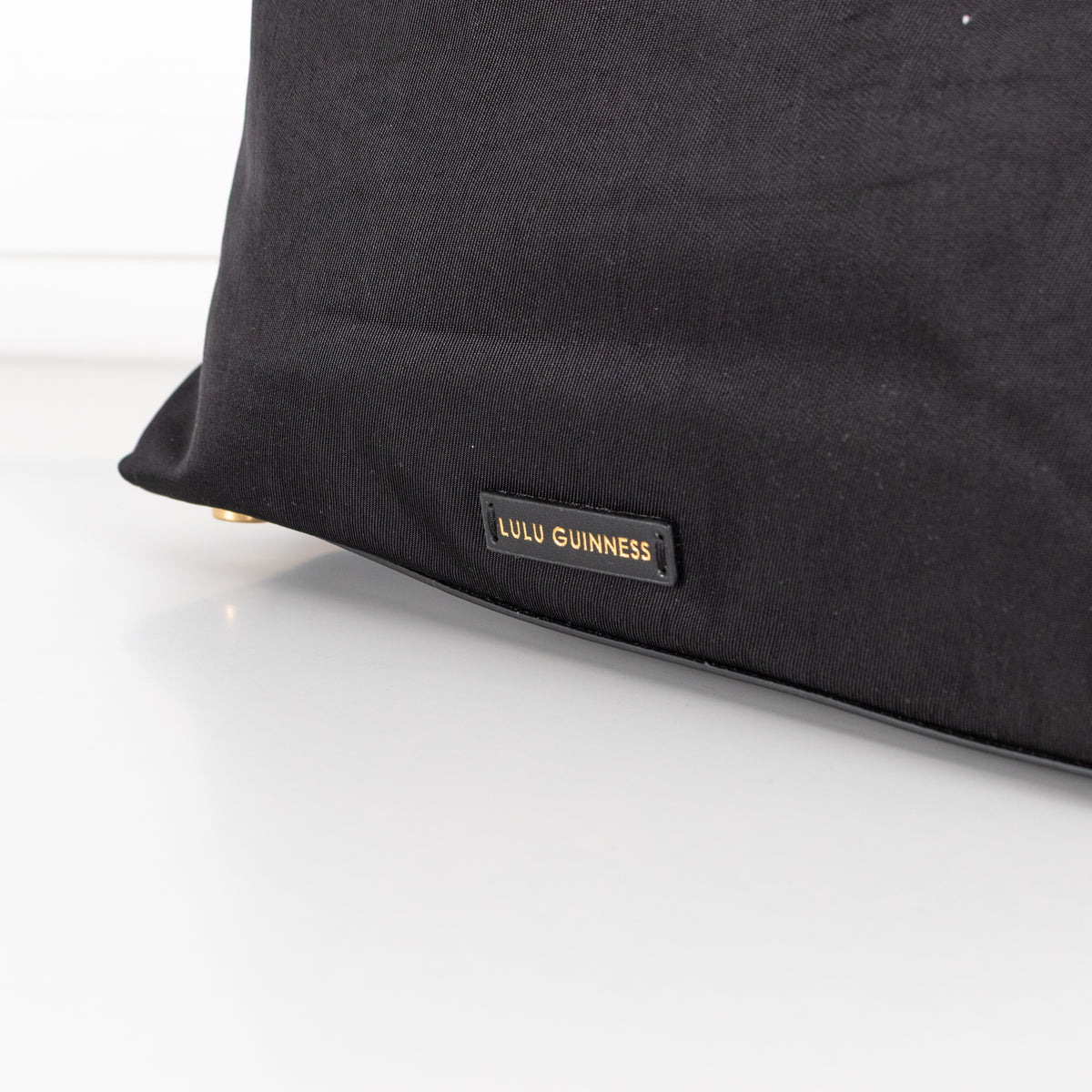Lulu Guinness Black Canvas Shoulder Bag with Lips Charm