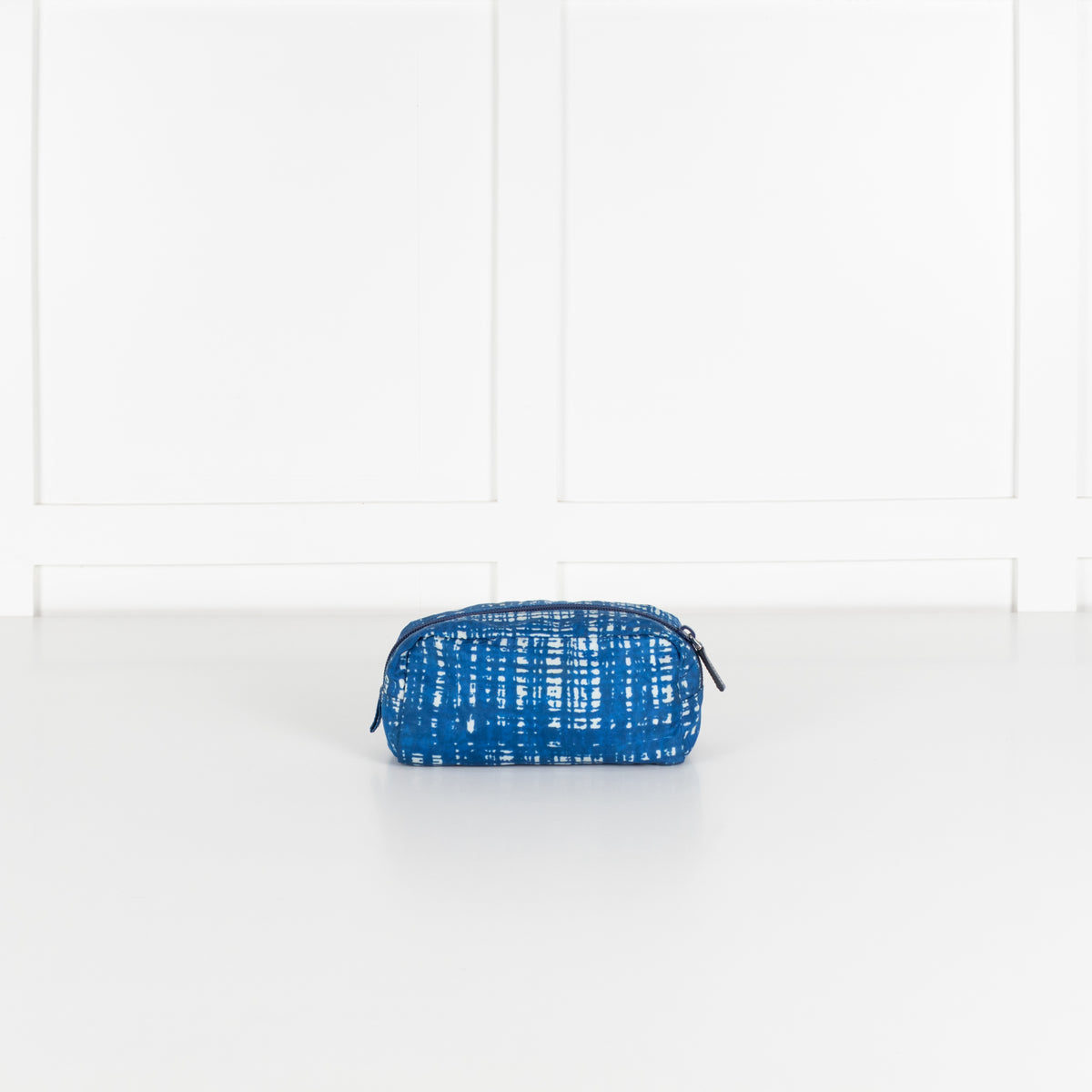Prada Blue and White Nylon Zip Around Cosmetic Pouch