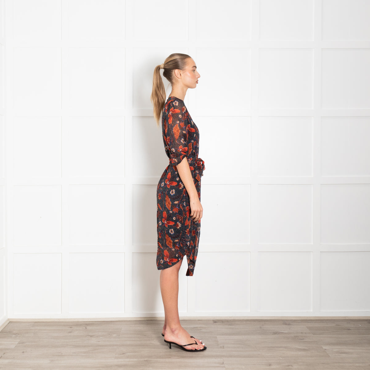 Pyrus Black Blue Orange Floral Dress