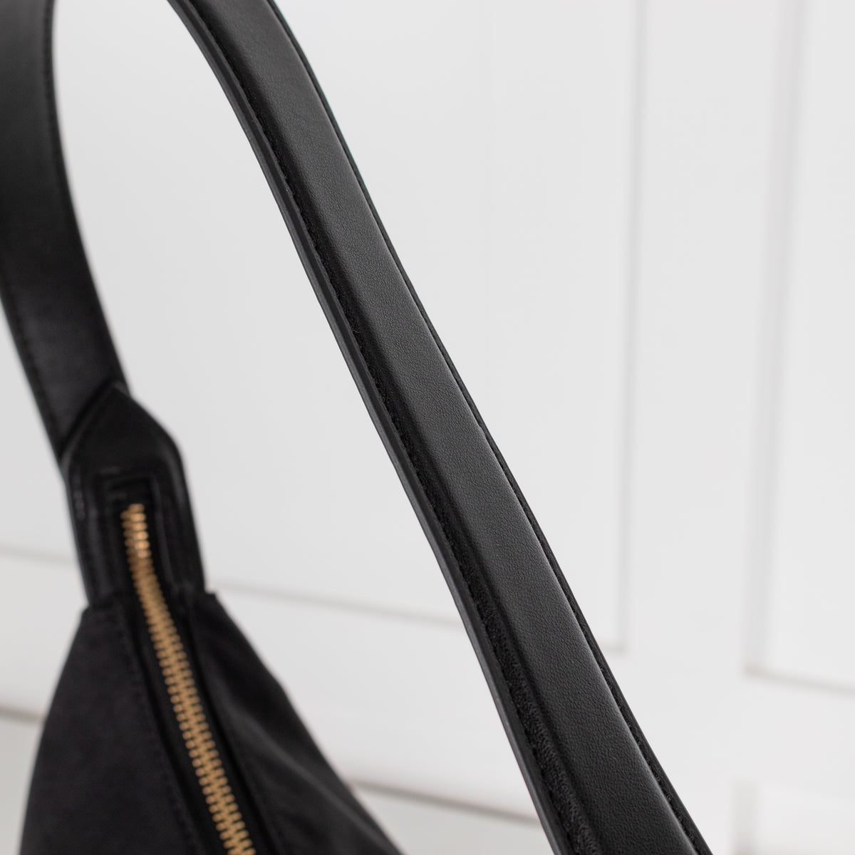 Lulu Guinness Black Canvas Shoulder Bag with Lips Charm