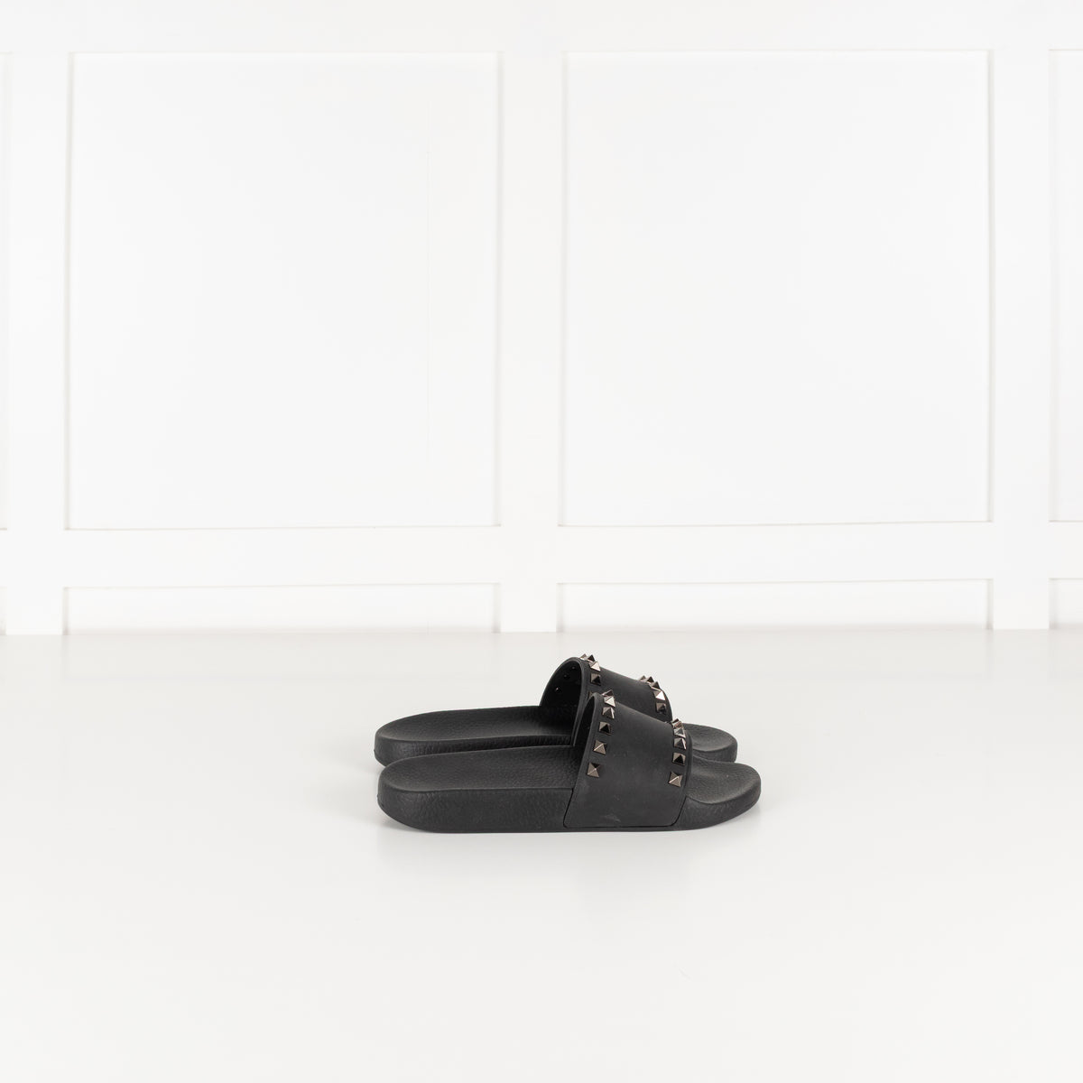 Valentino Black Rockstud Rubber Slides