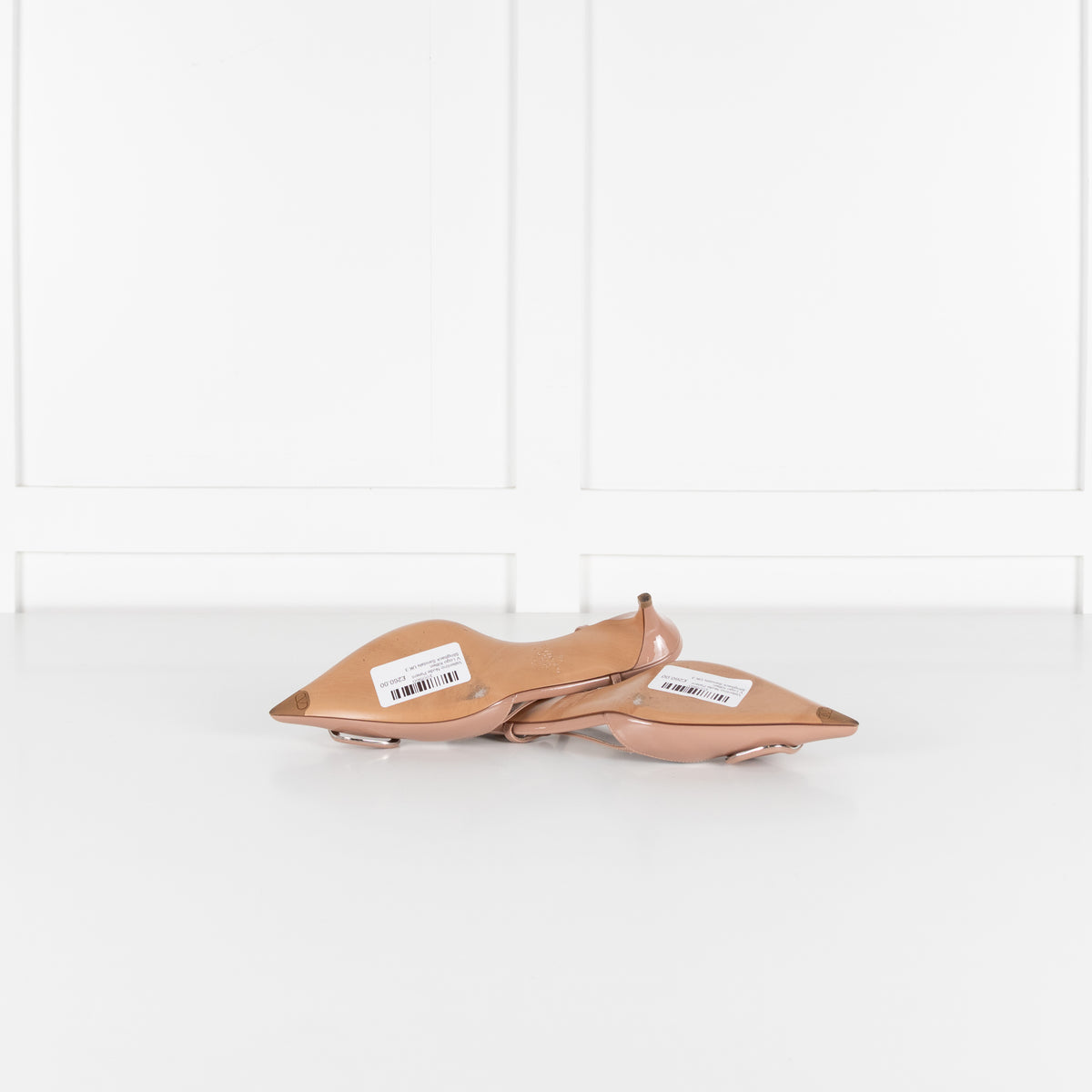 Valentino Nude Patent V Logo Kitten Slingback Sandals