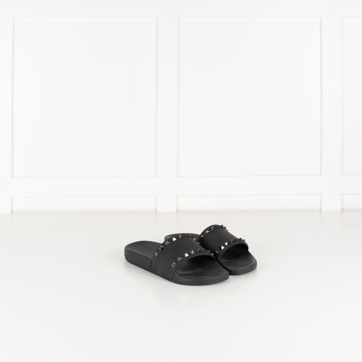 Valentino Black Rockstud Rubber Slides