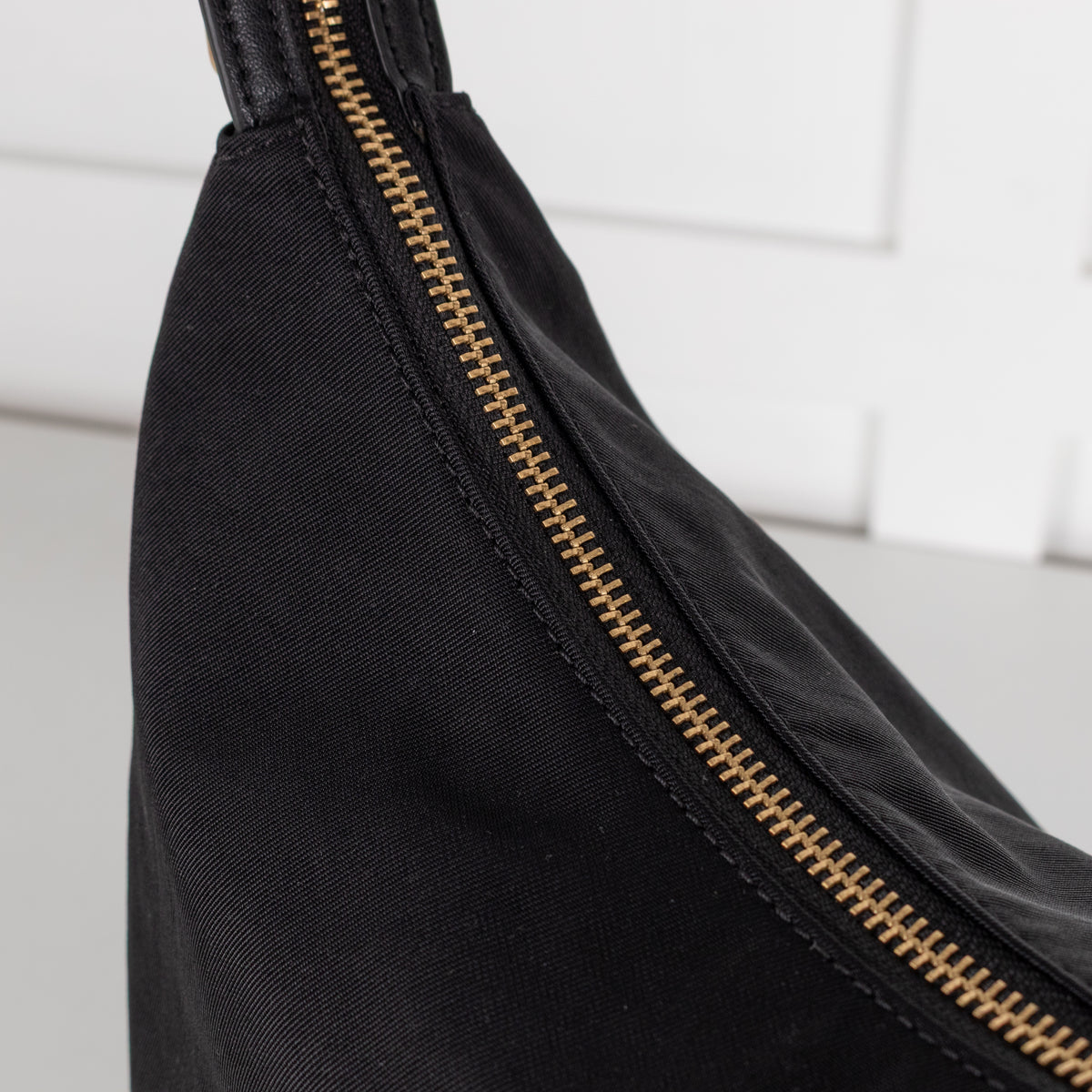 Lulu Guinness Black Canvas Shoulder Bag with Lips Charm
