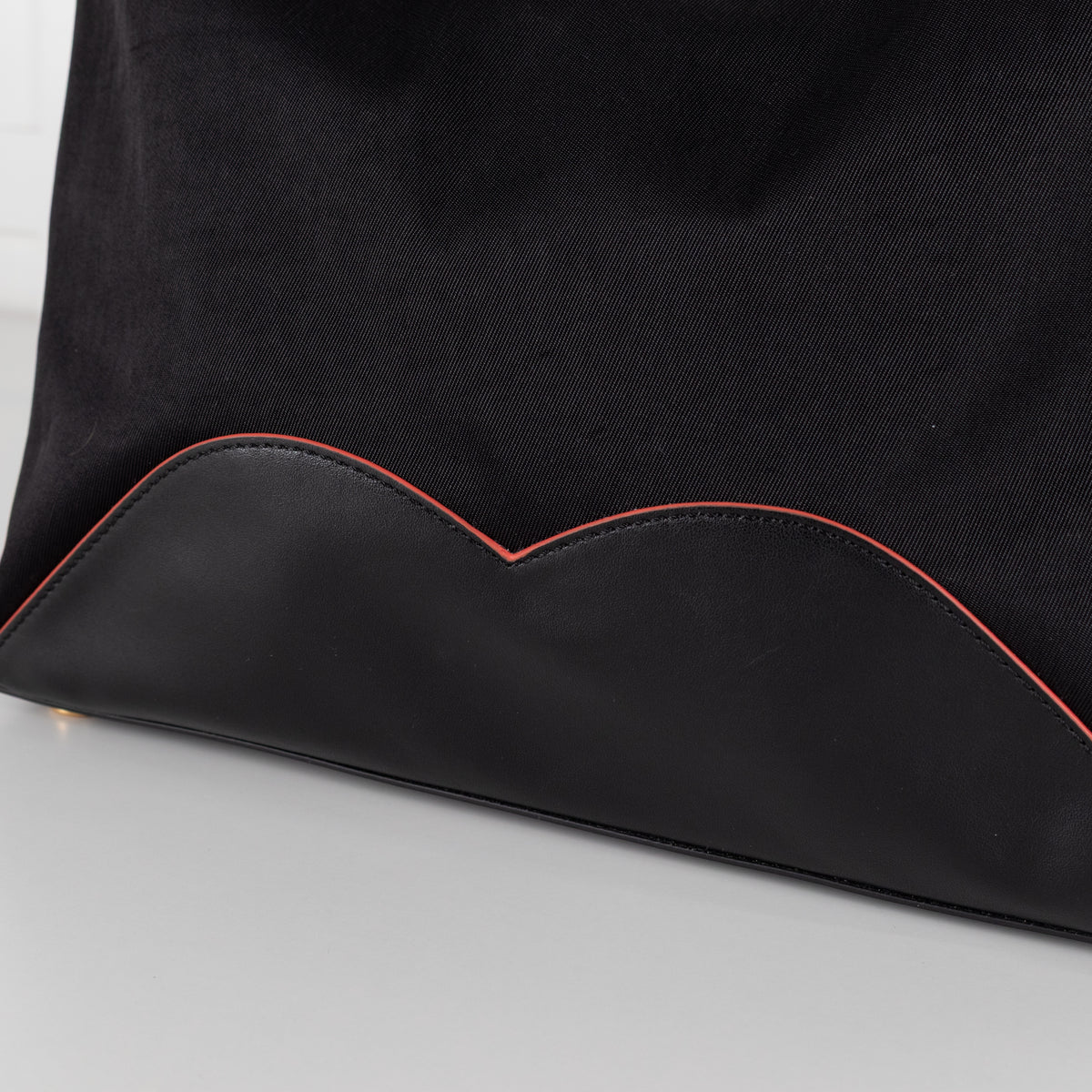 Lulu Guinness Black Canvas Shoulder Bag with Lips Charm