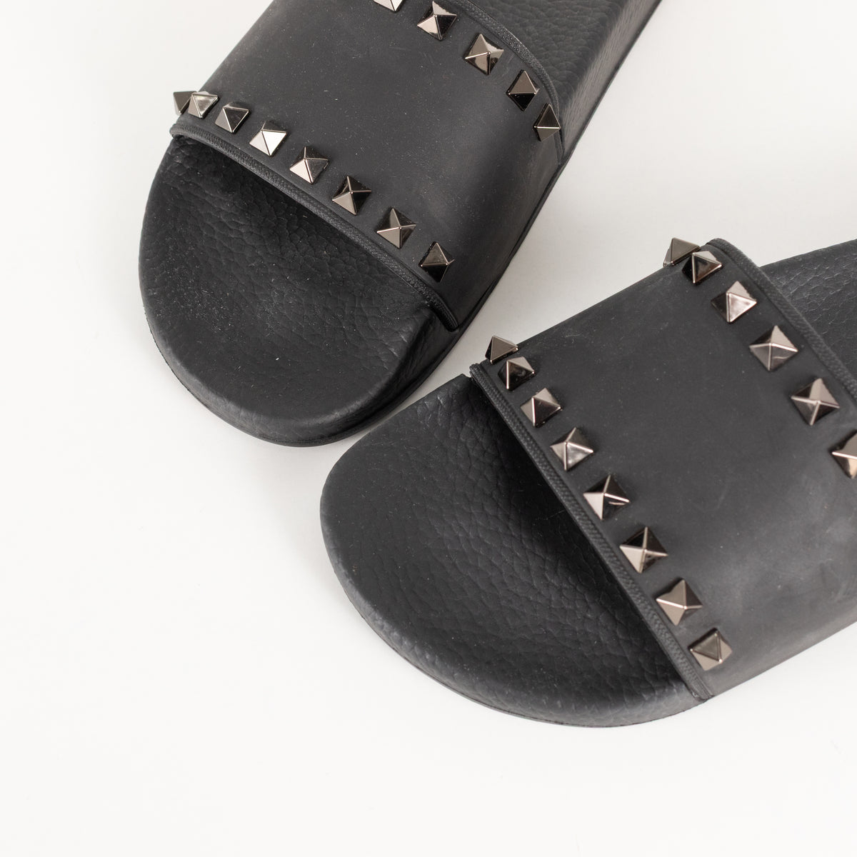 Valentino Black Rockstud Rubber Slides