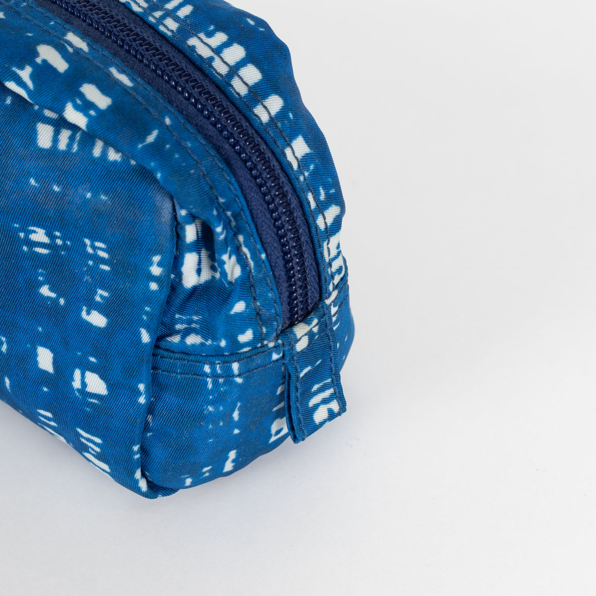 Prada Blue and White Nylon Zip Around Cosmetic Pouch