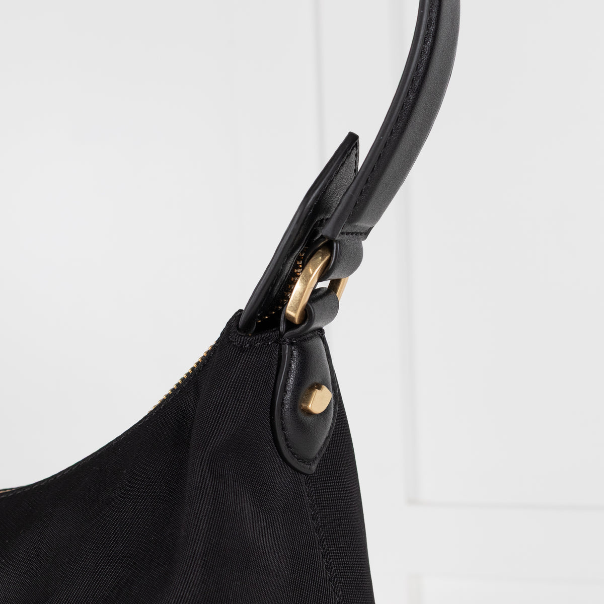 Lulu Guinness Black Canvas Shoulder Bag with Lips Charm