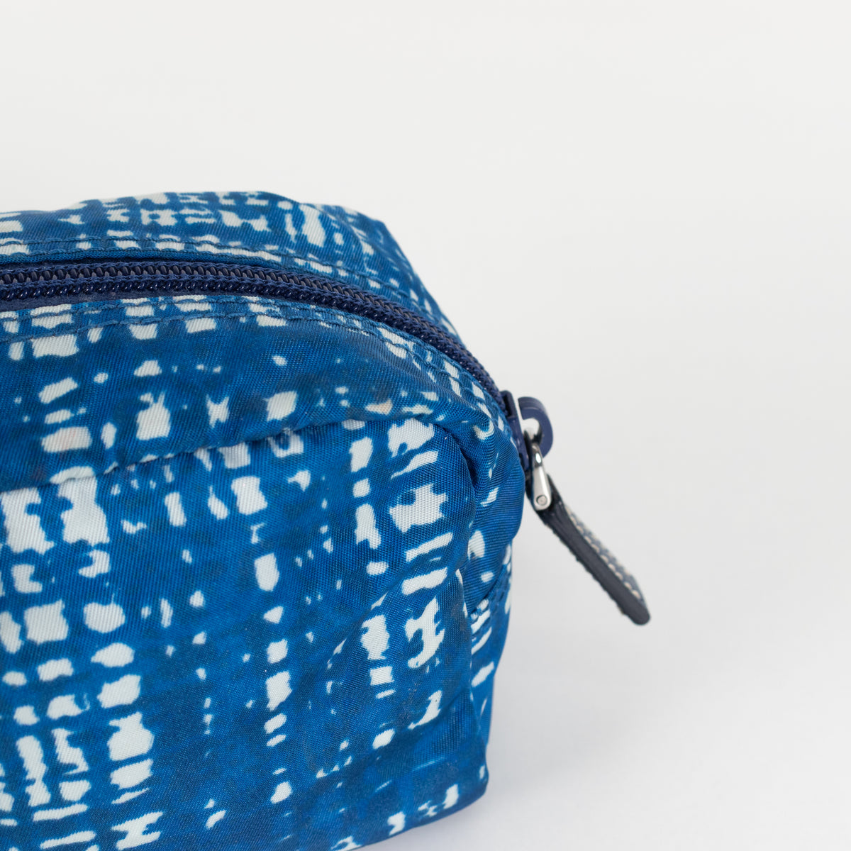 Prada Blue and White Nylon Zip Around Cosmetic Pouch
