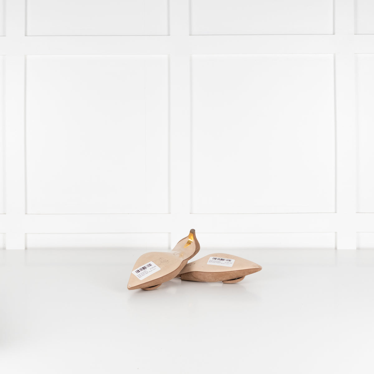 Rupert Sanderson Beige Suede Sling Back Kitten Heels