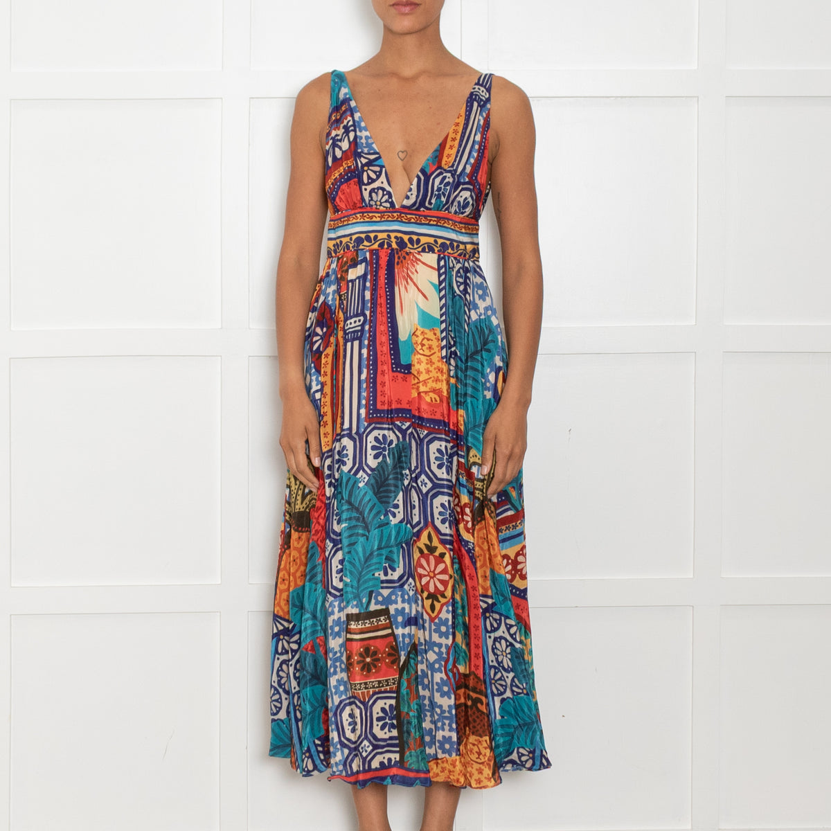 Farm Rio Cream Multi Floral Sleeveless Dress