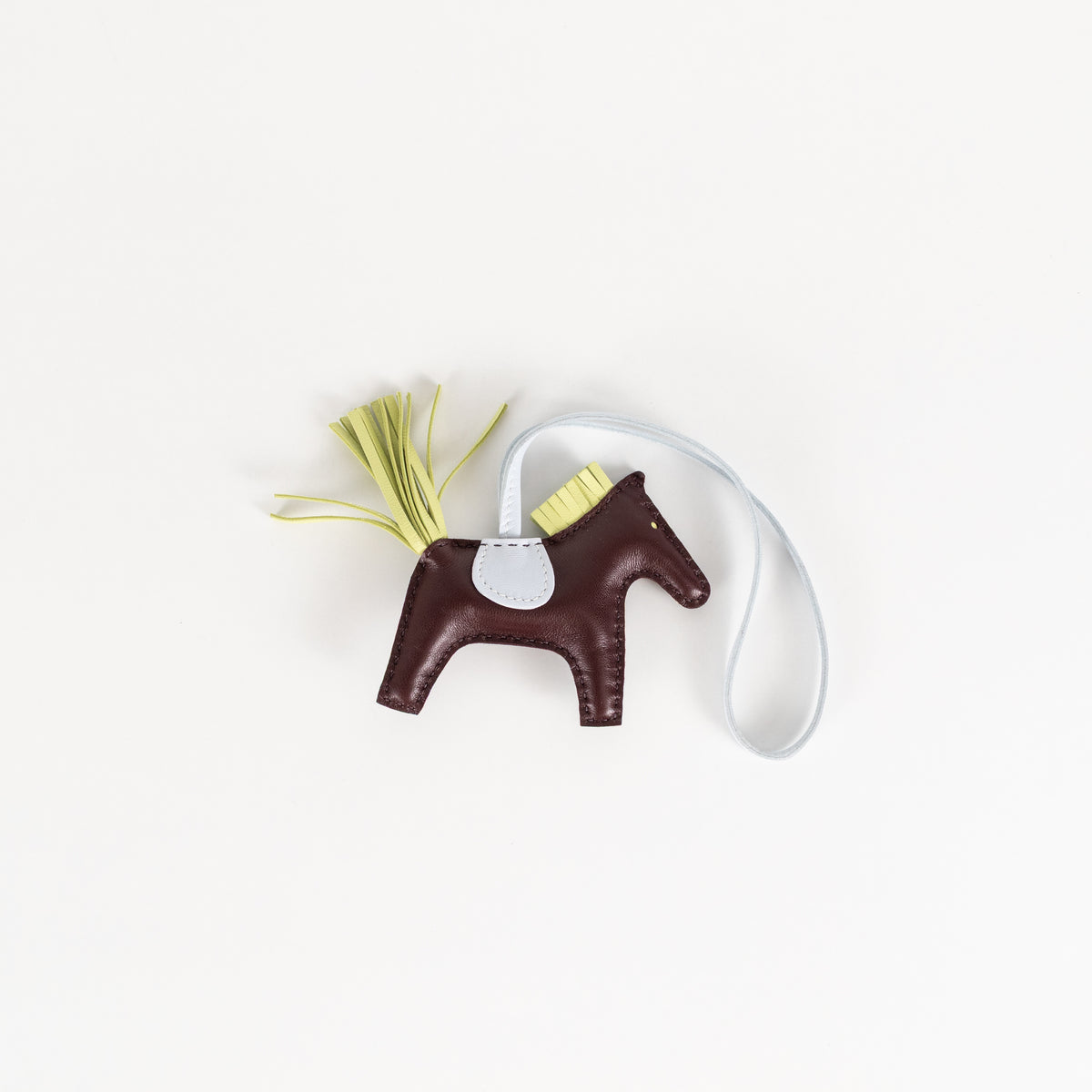 Hermes Brown White Leather Rodeo PM Charm