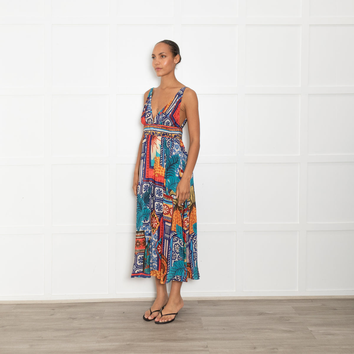 Farm Rio Cream Multi Floral Sleeveless Dress