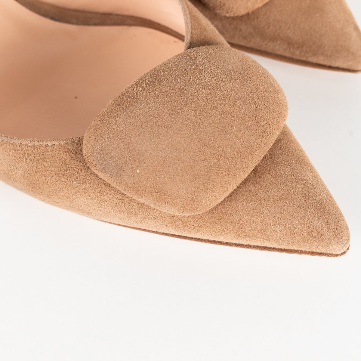 Rupert Sanderson Beige Suede Sling Back Kitten Heels