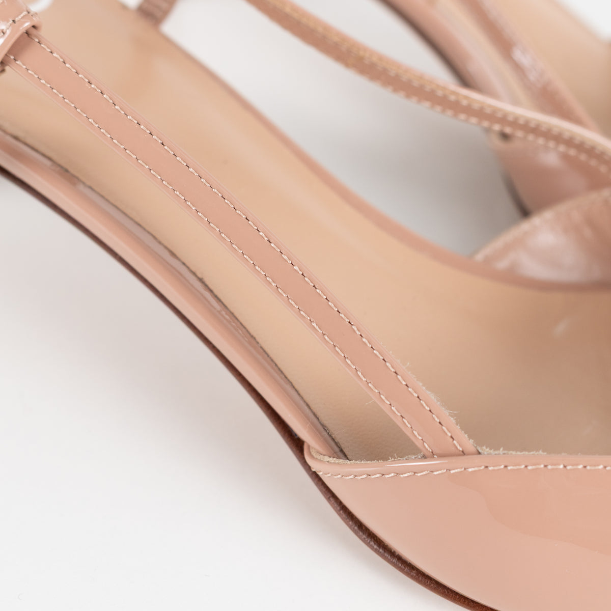 Valentino Nude Patent V Logo Kitten Slingback Sandals