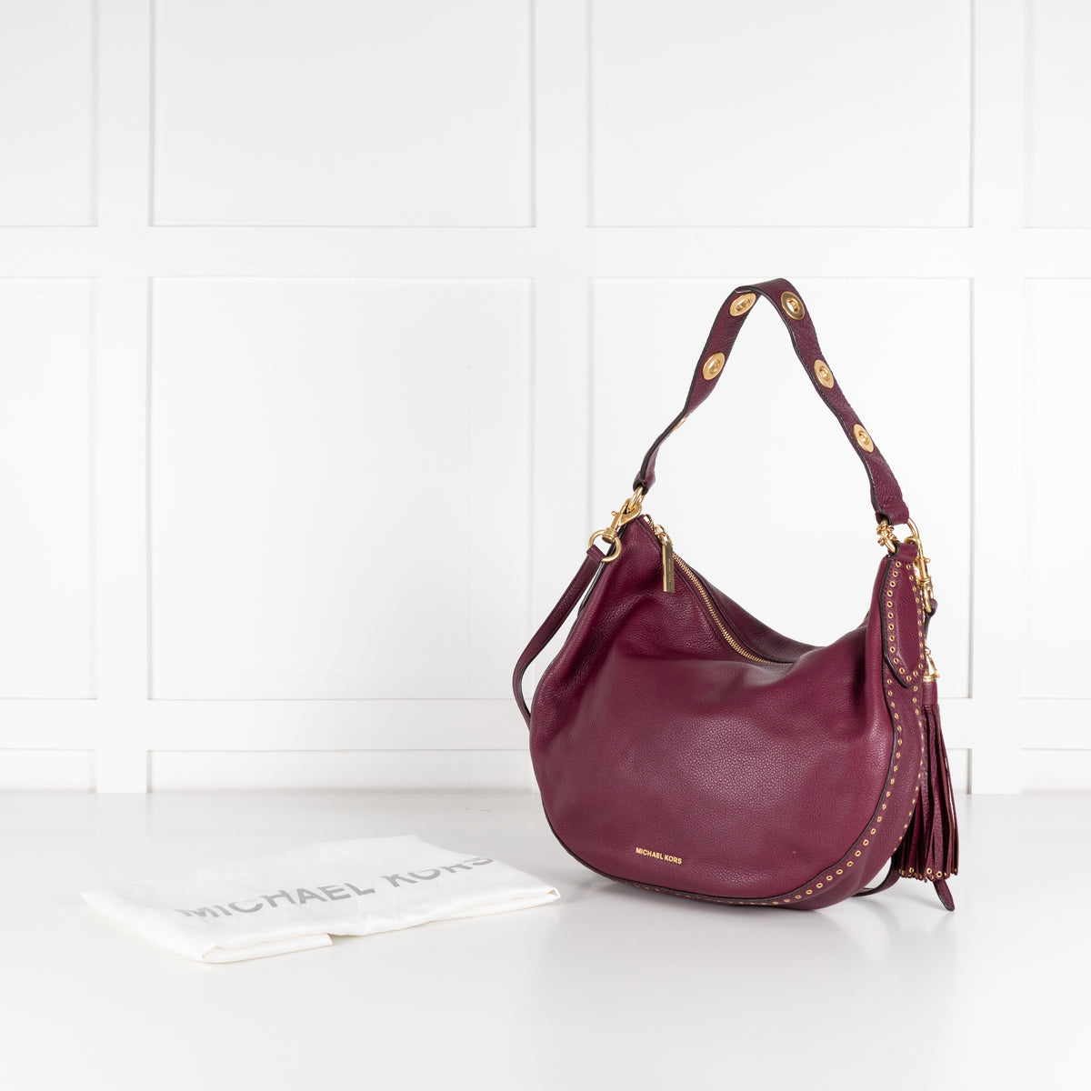 Michael Kors Purple Leather Gold Eyelet Detail Shoulder Bag