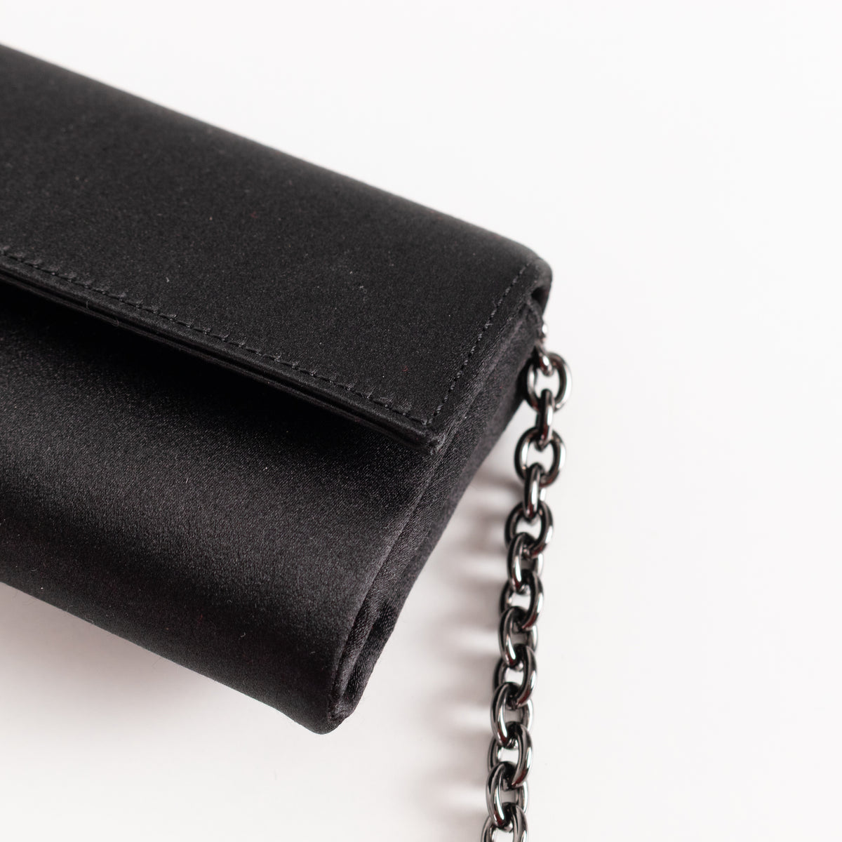 Talbot Runhof x Rodo Black Satin Flap Narrow Evening Bag