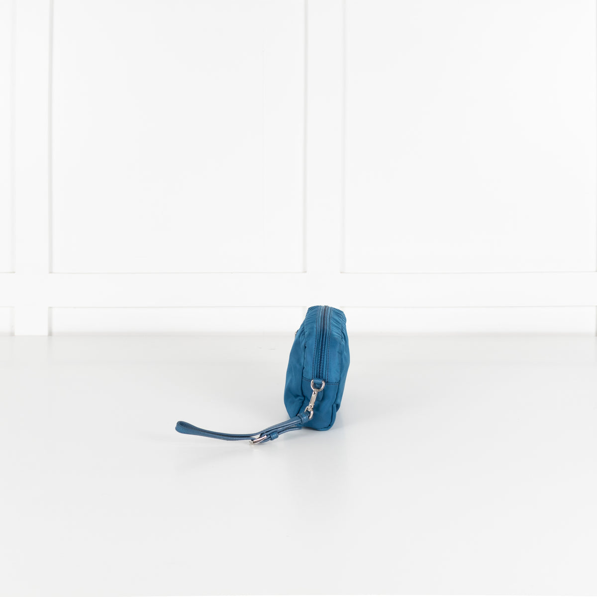 Prada Blue Nylon Zip Around Cosmetic Pouch