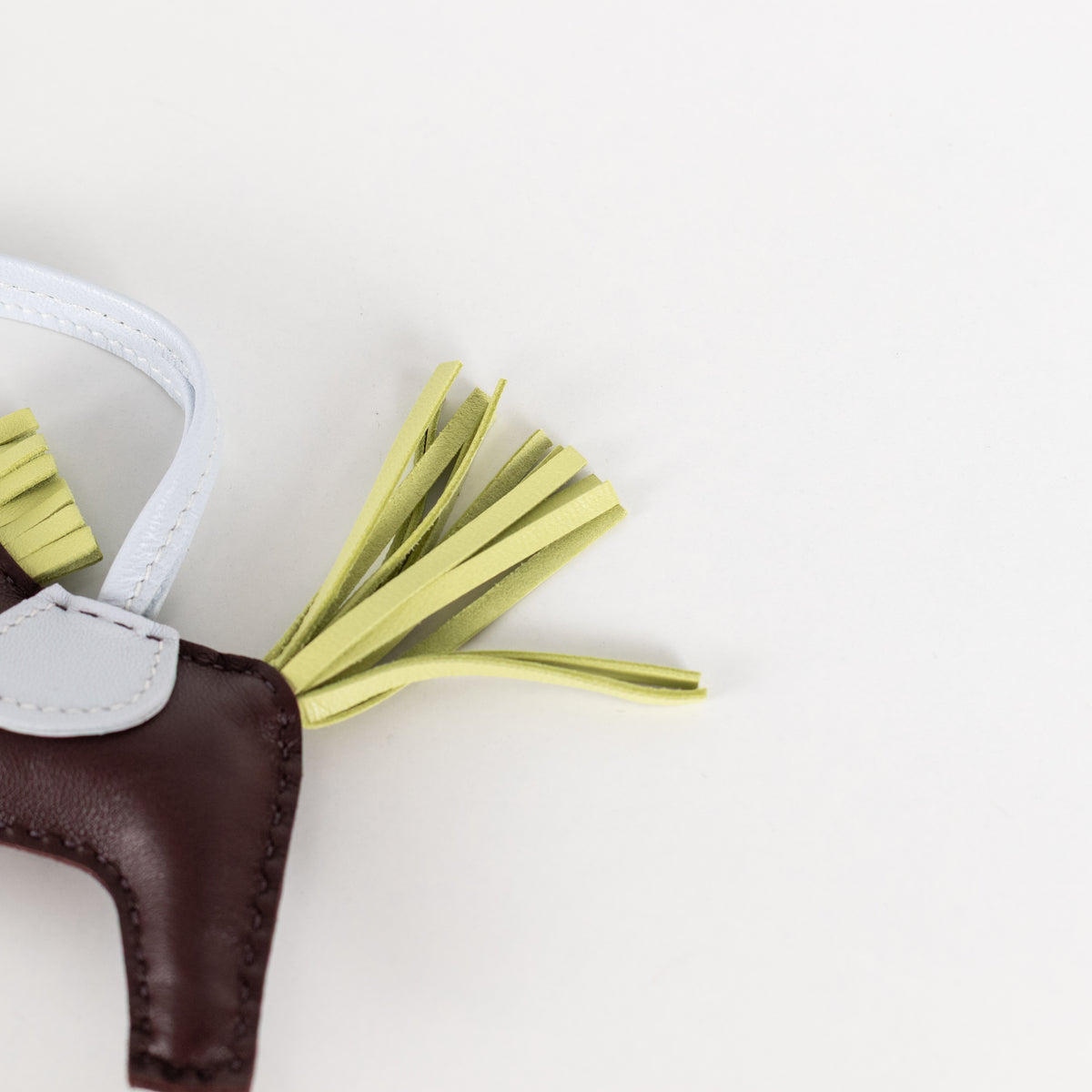 Hermes Brown White Leather Rodeo PM Charm