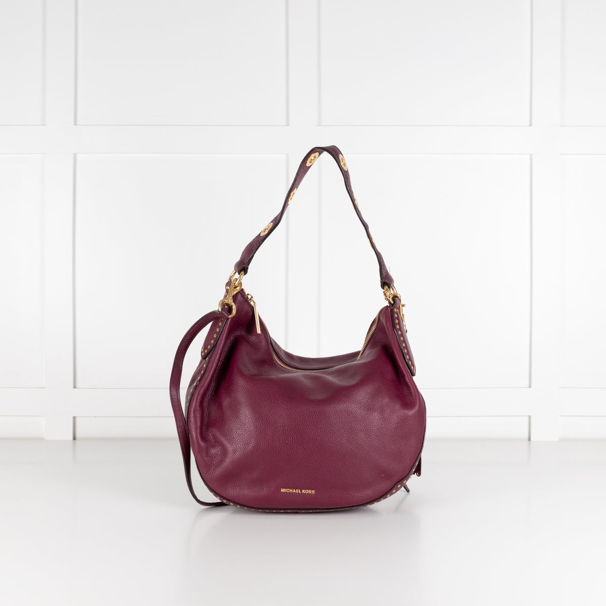 Michael Kors Purple Leather Gold Eyelet Detail Shoulder Bag
