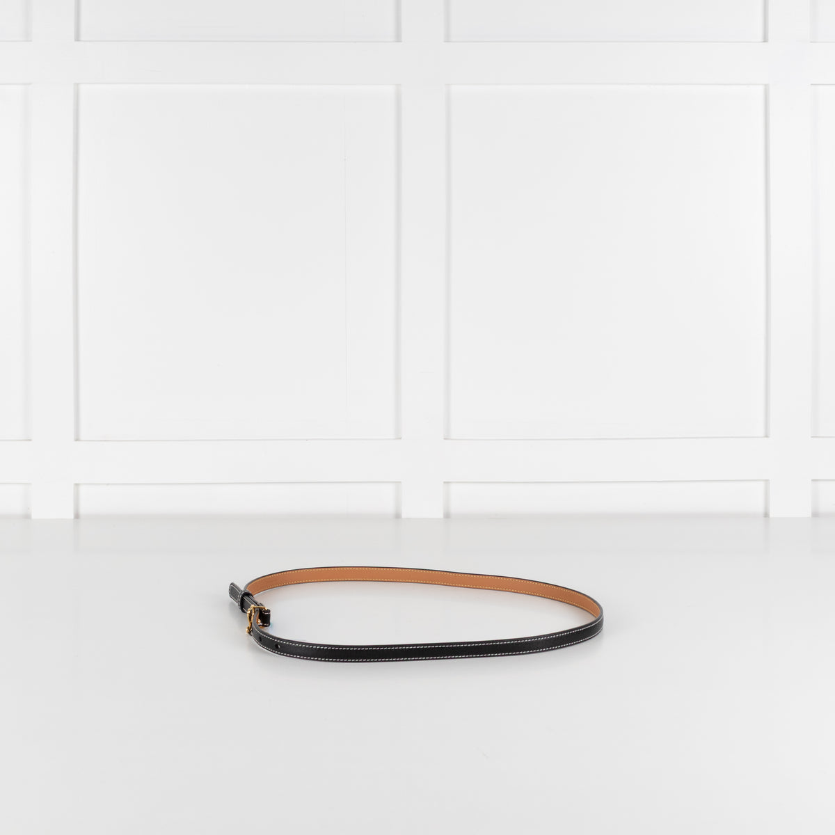 Loewe Black Contrast Stitch Single 'L' Skinny Belt