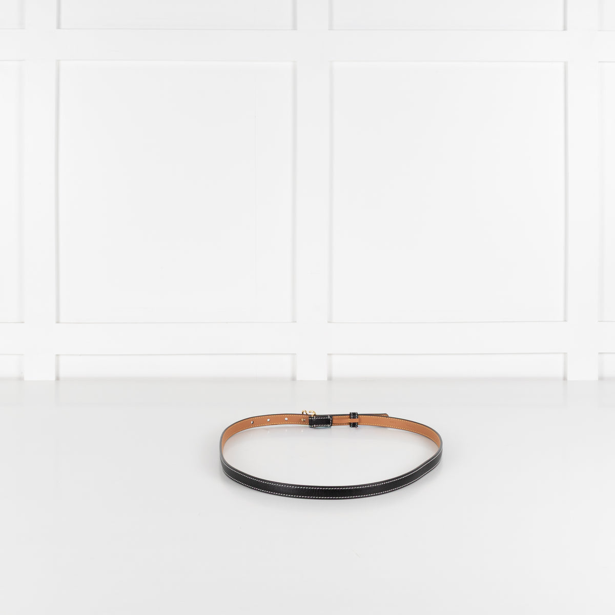 Loewe Black Contrast Stitch Single 'L' Skinny Belt