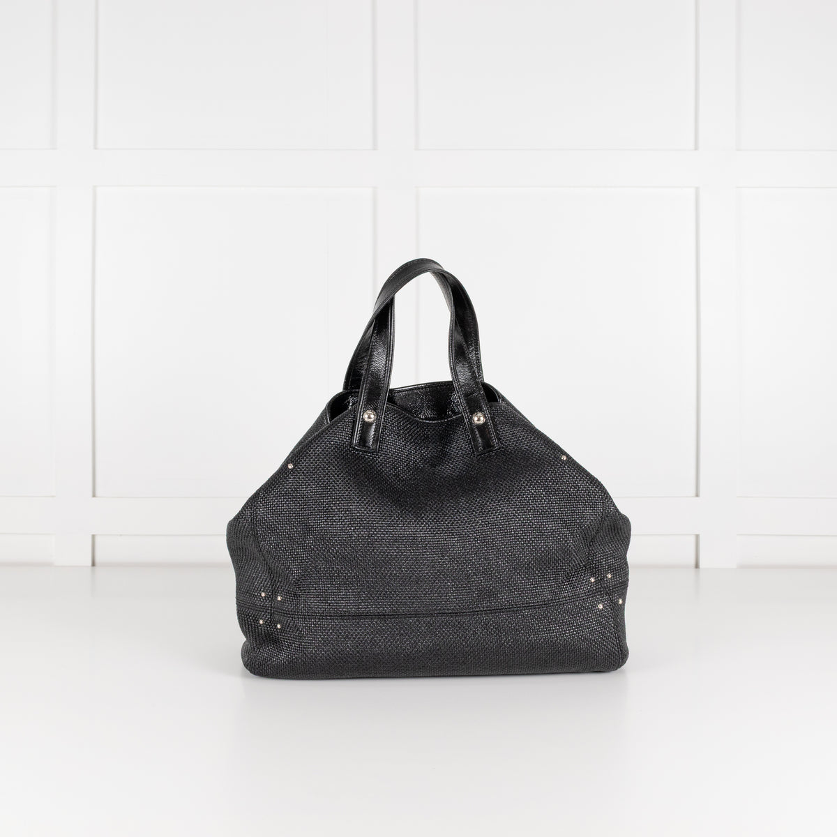 Tod's Black Coated Woven Tote With Buckle