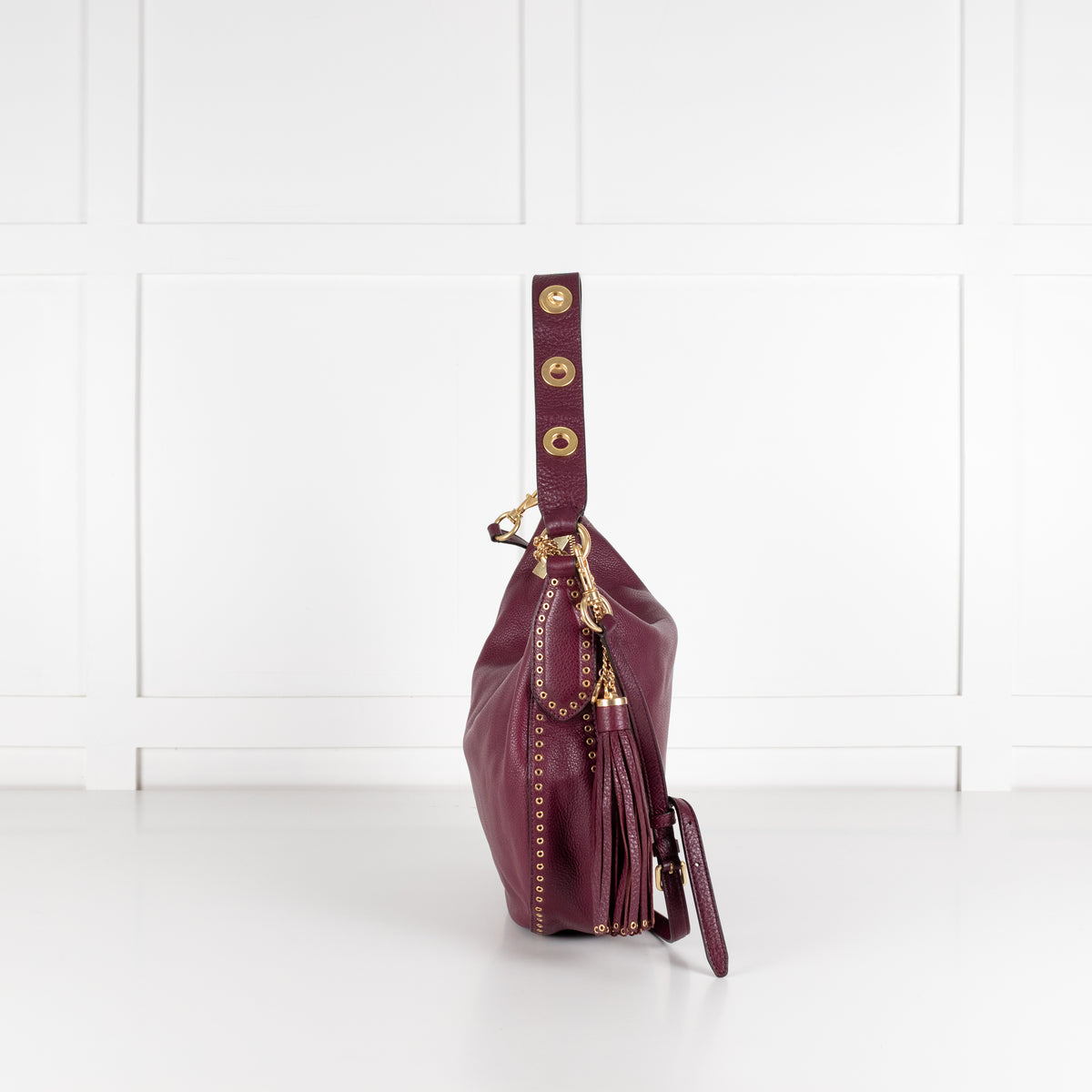 Michael Kors Purple Leather Gold Eyelet Detail Shoulder Bag