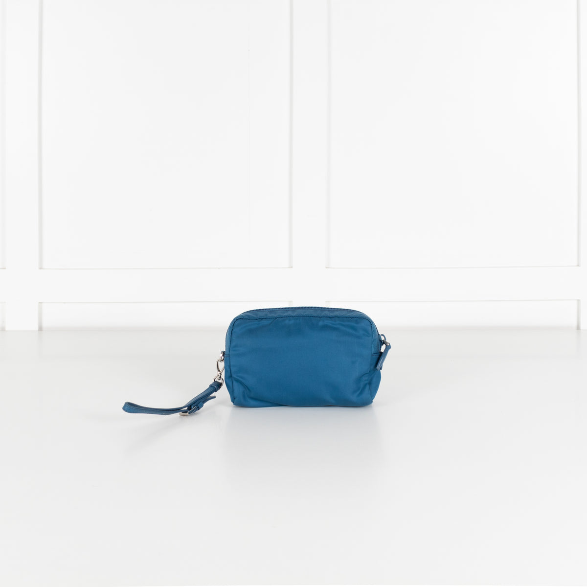 Prada Blue Nylon Zip Around Cosmetic Pouch