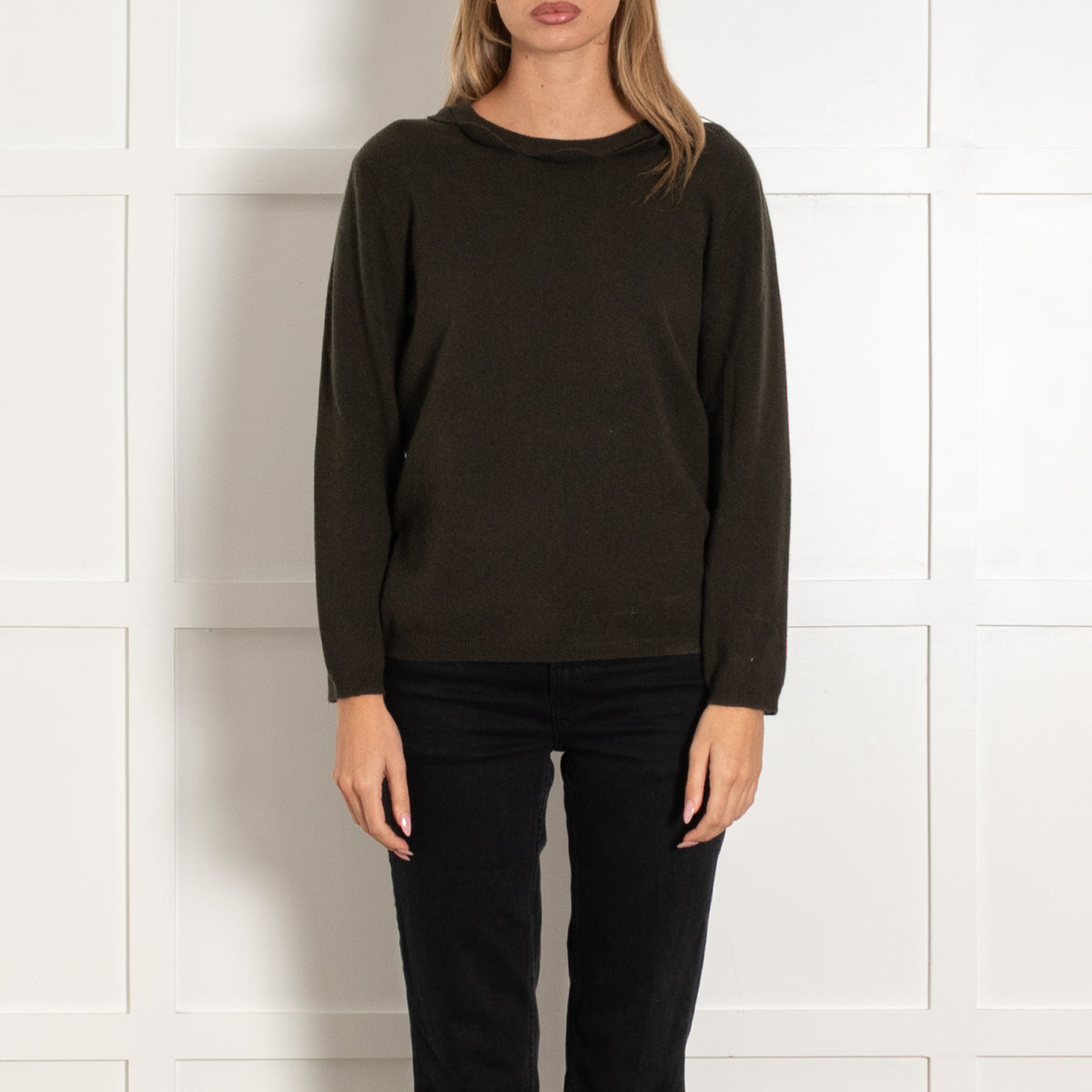 Allude Green Cashmere Long-Sleeves Sweater