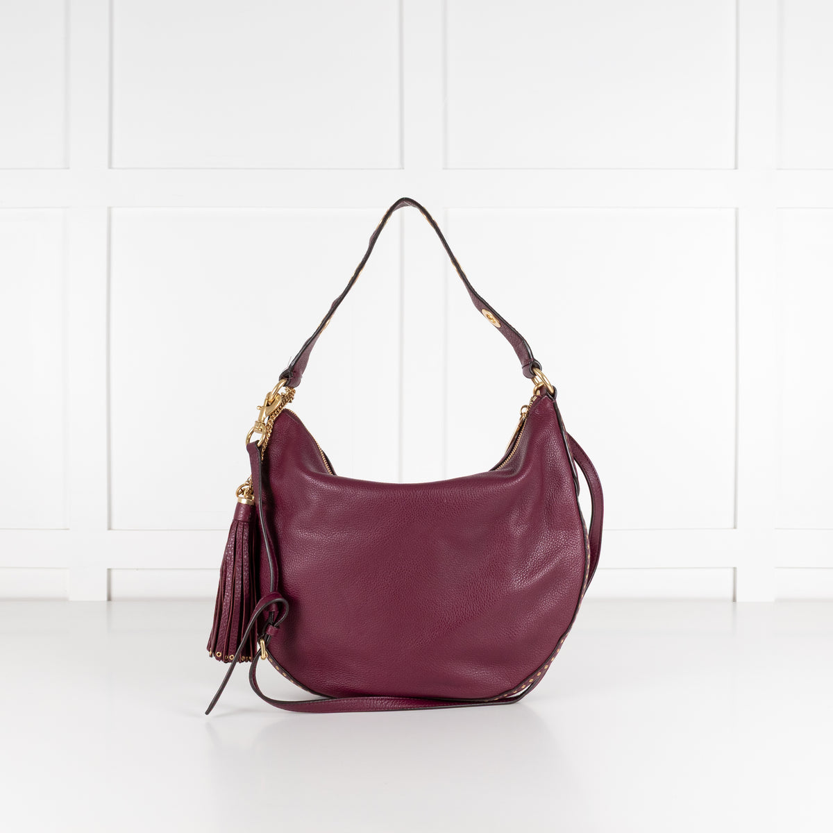 Michael Kors Purple Leather Gold Eyelet Detail Shoulder Bag