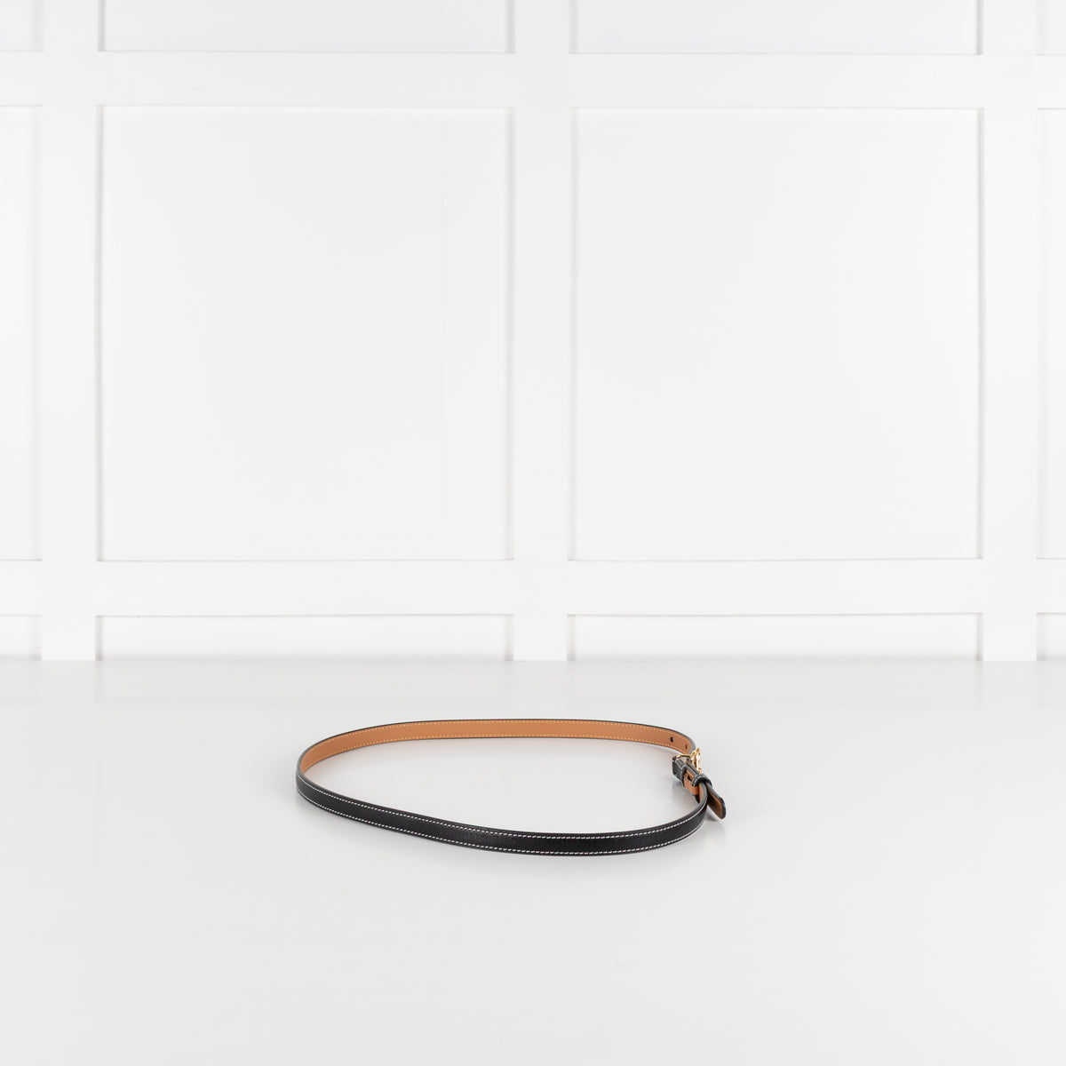 Loewe Black Contrast Stitch Single 'L' Skinny Belt