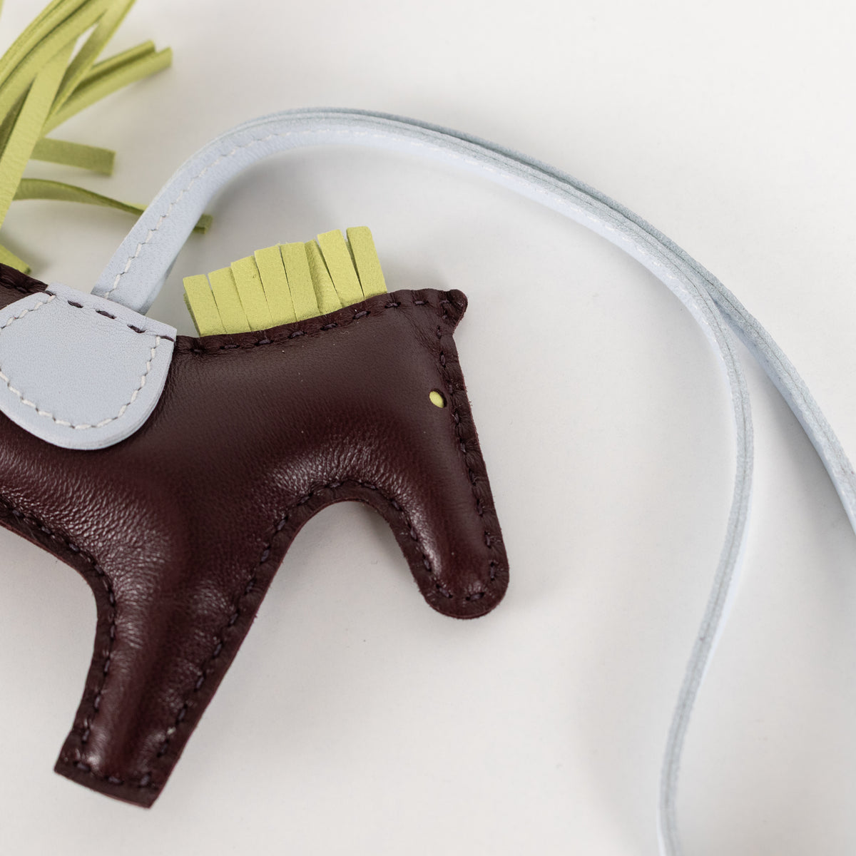 Hermes Brown White Leather Rodeo PM Charm