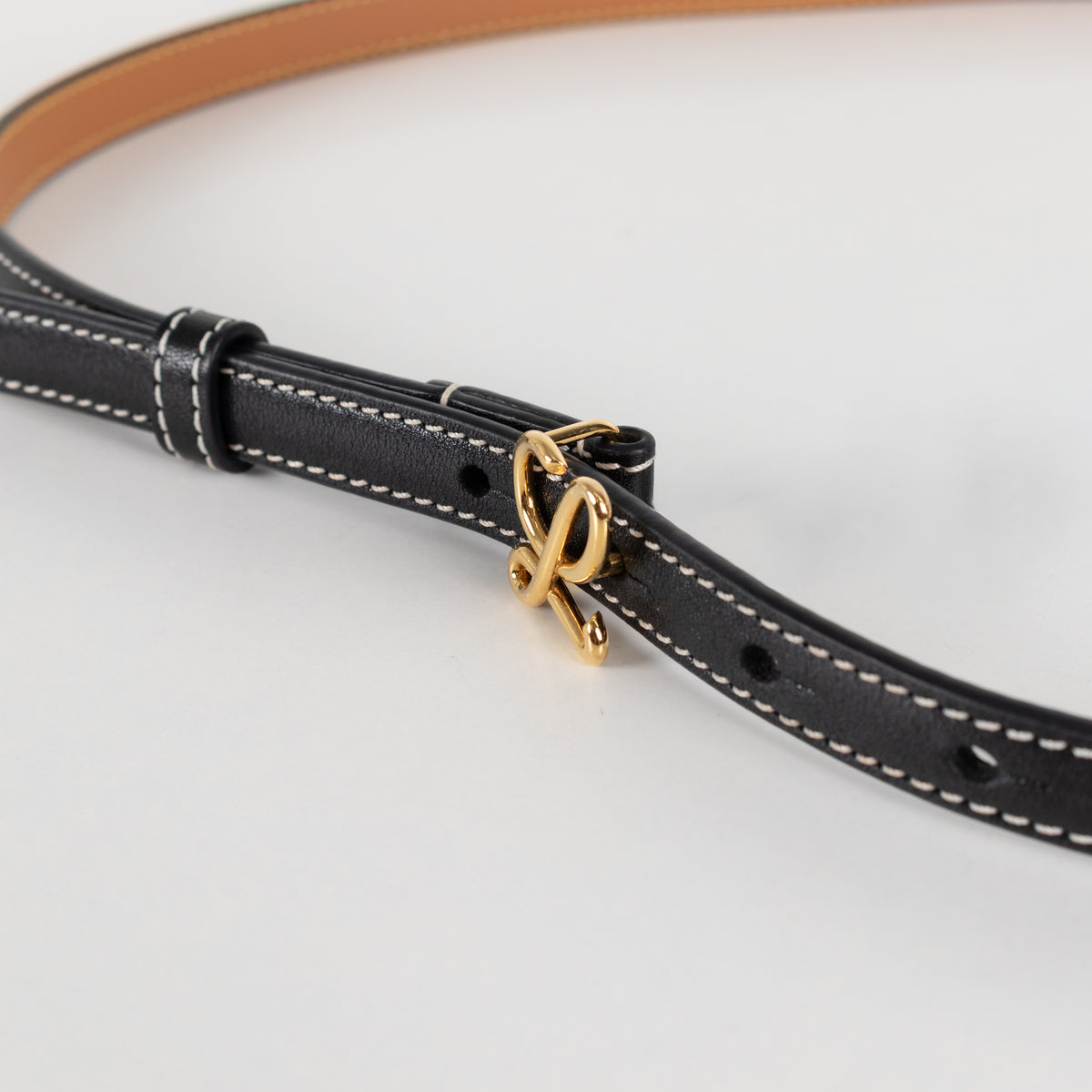 Loewe Black Contrast Stitch Single 'L' Skinny Belt