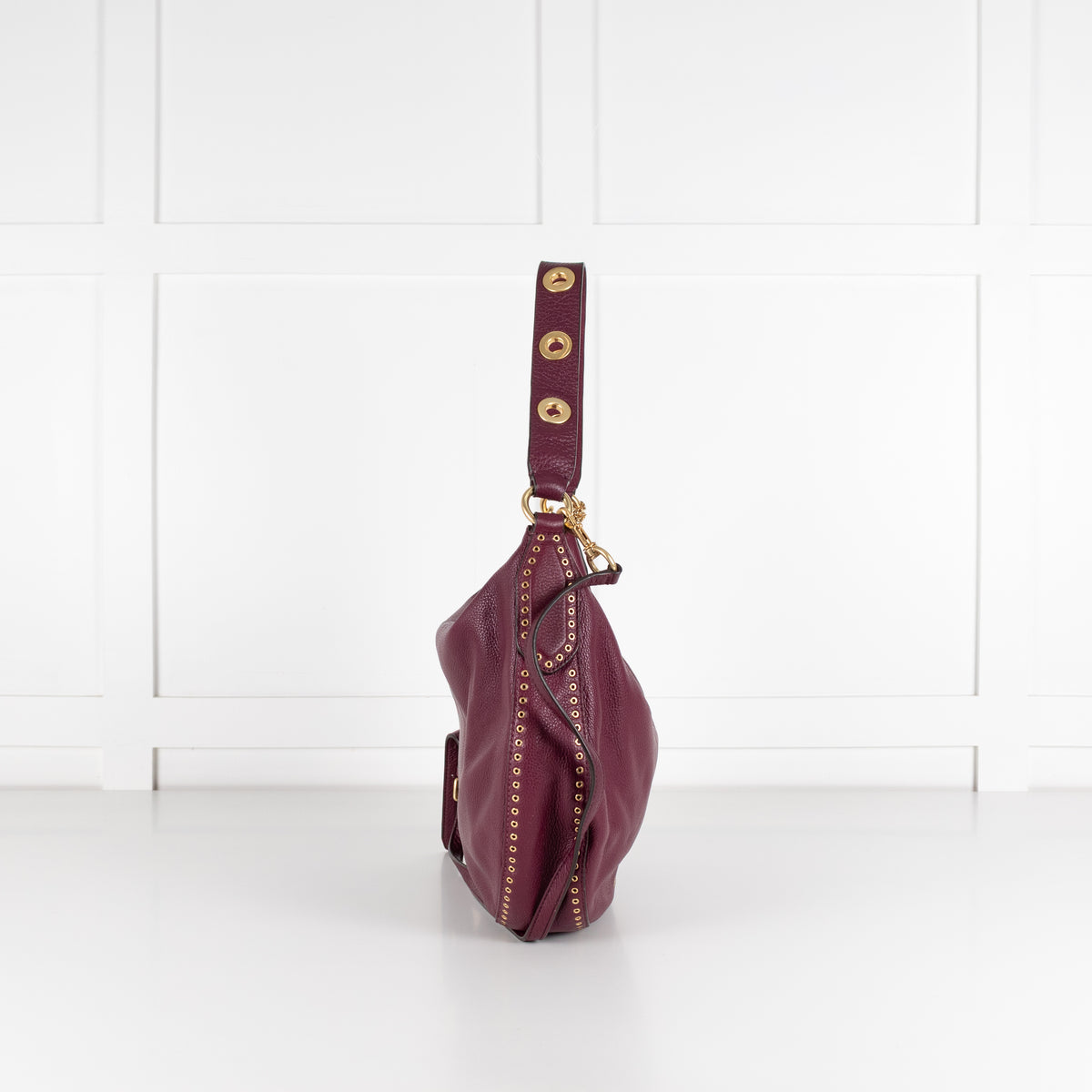 Michael Kors Purple Leather Gold Eyelet Detail Shoulder Bag